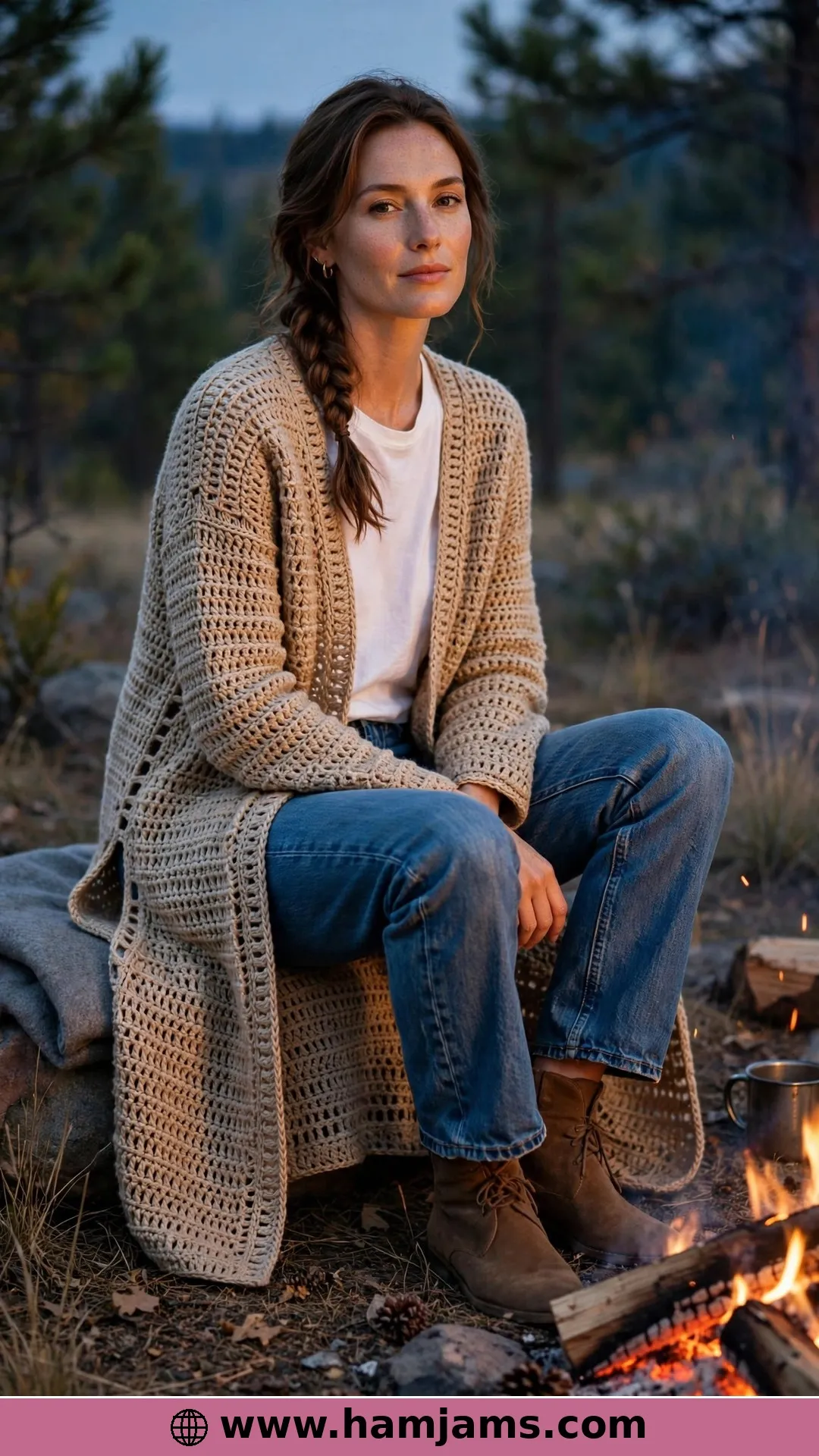 Knit-Look Campfire Cardi with Side Slits