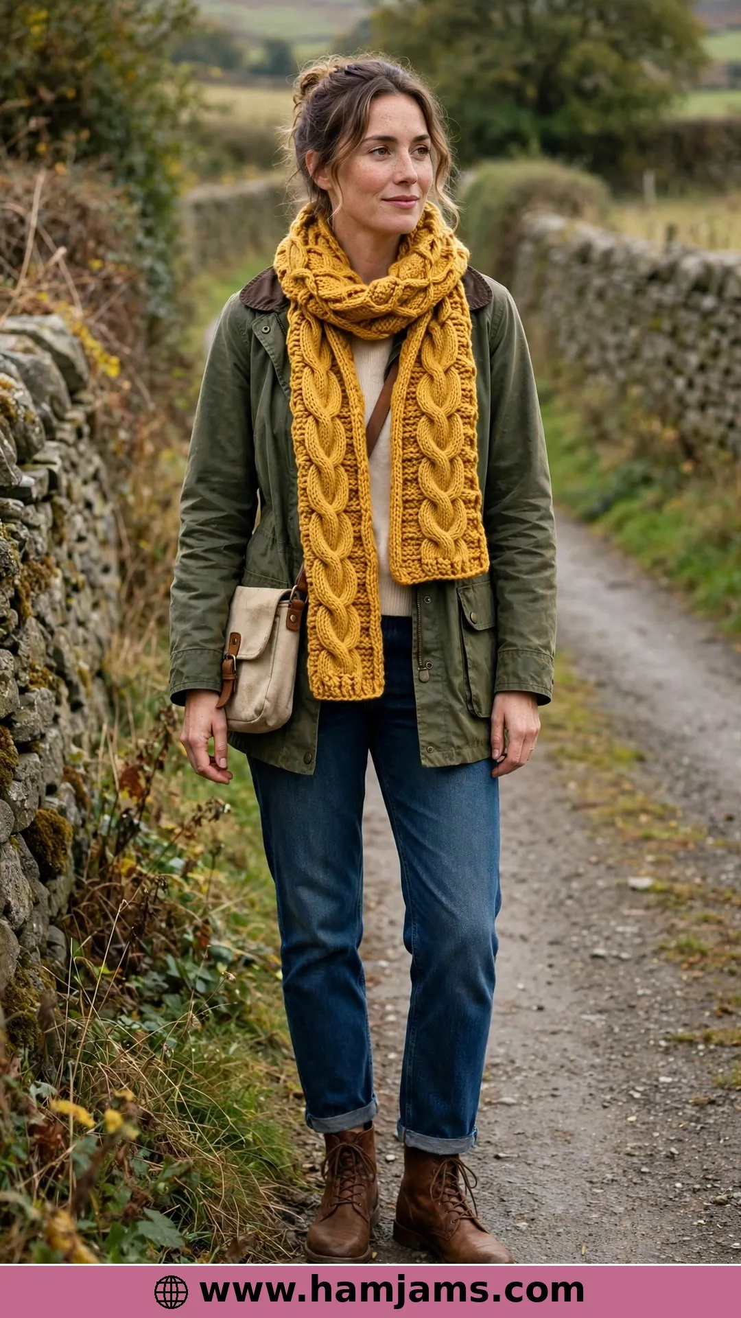 The Cleveland Cabled Scarf with the Honeycomb Braids