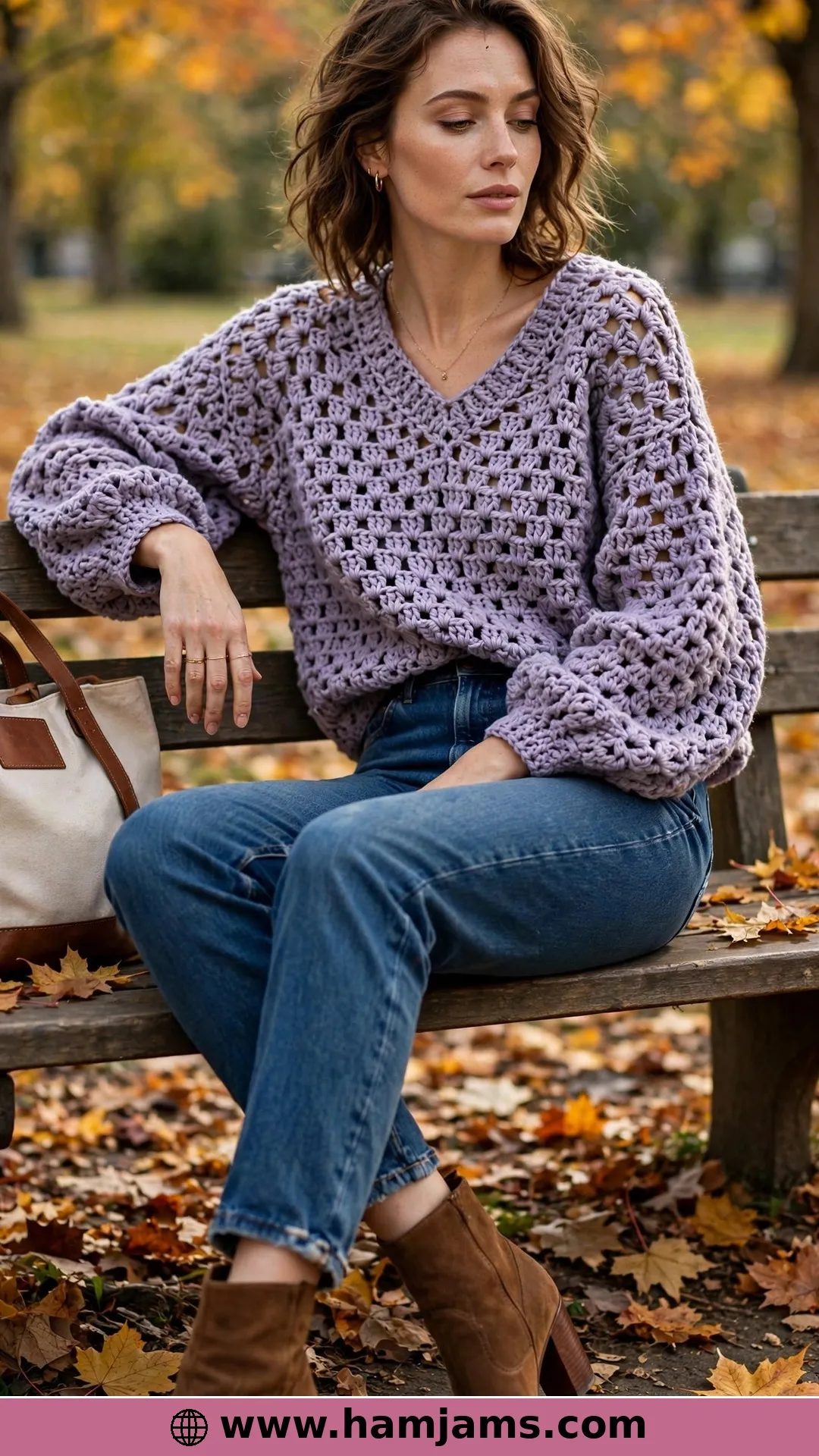 The Textured Merino V-Neck with Slouchy Sleeves