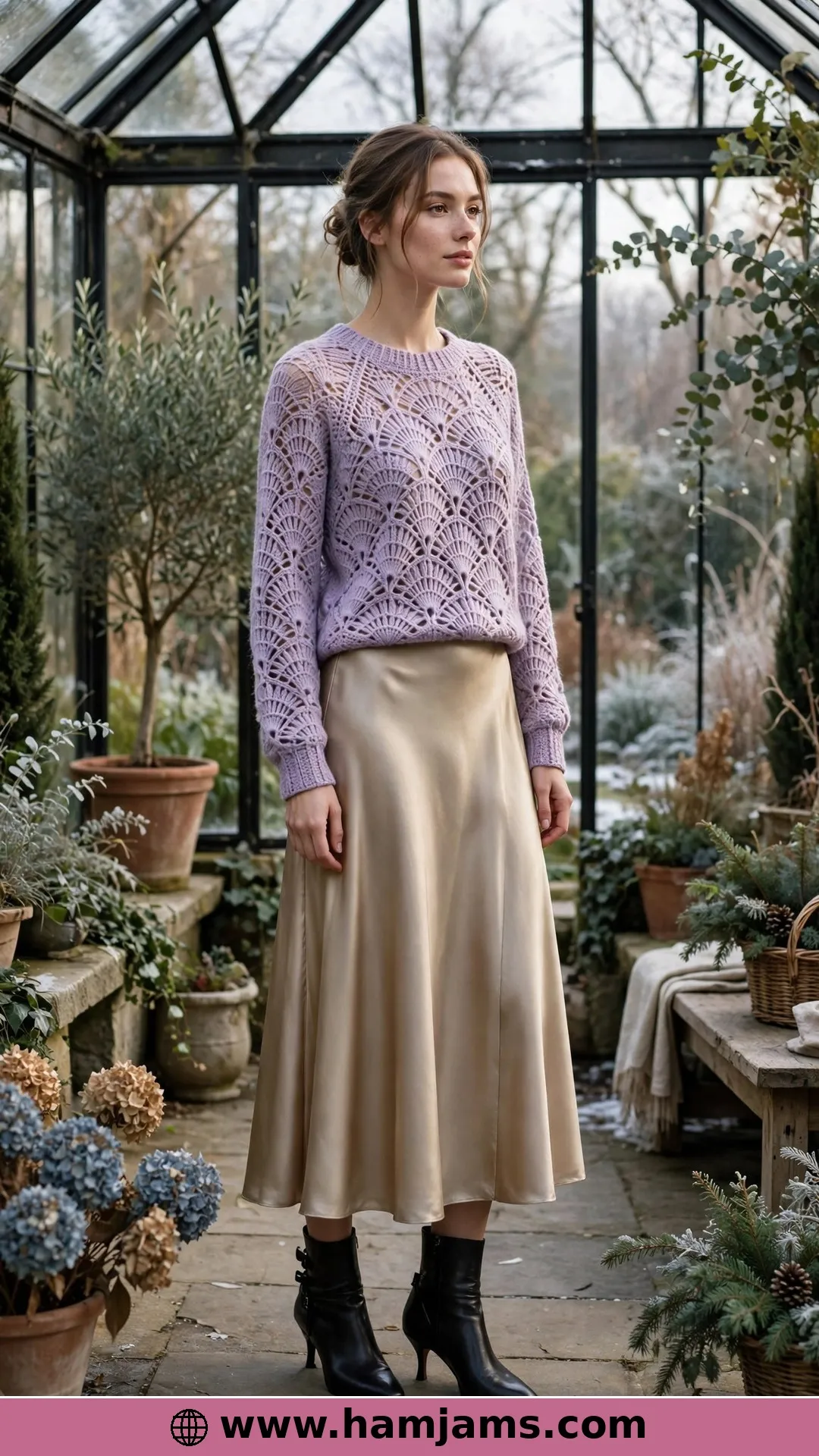 The Flora Viola Lace Raglan in Soft Alpaca