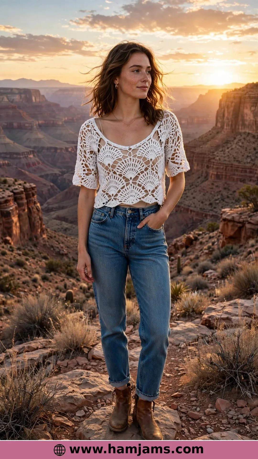 The Lacy Fan-Stitch Boho Crop for Golden Evenings