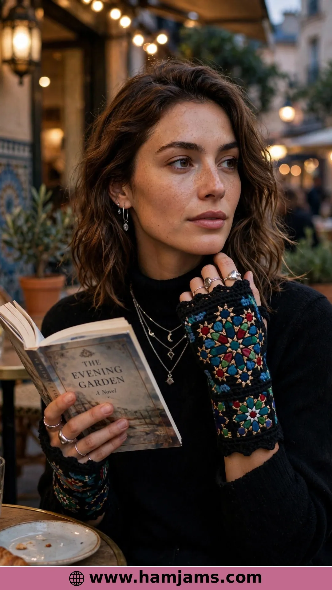 The Moroccan Tile Fingerless Mitts in Two Colours