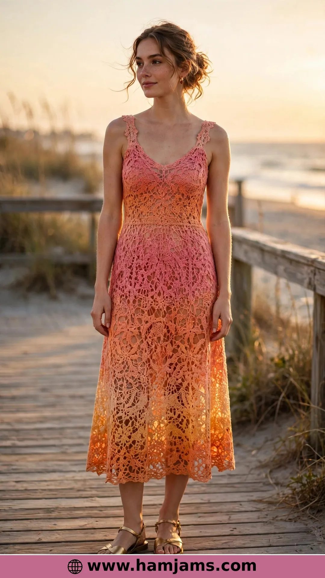 The Soleil Lace Dress in Sunset Colours