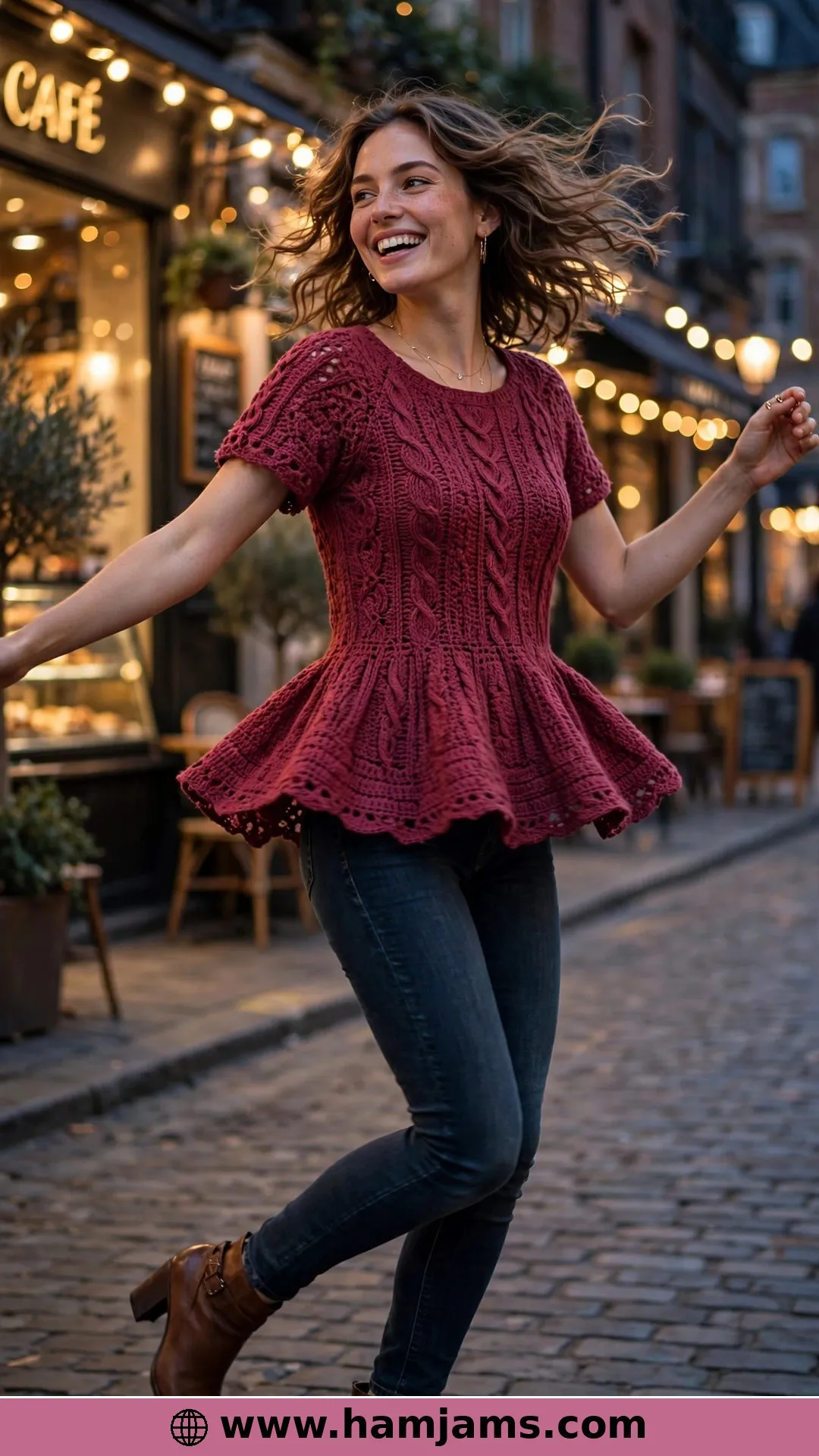 The Cabled Peplum Tee with the Twirly Waist