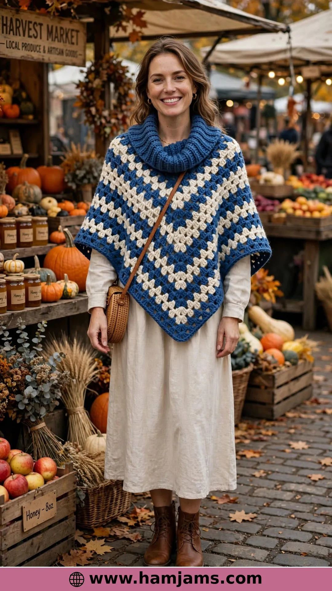 The Cowl-Neck Granny Stitch Poncho in Four Colours