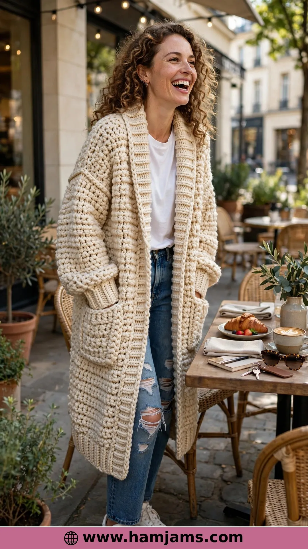 Chunky Cardi with Ribbed Collar