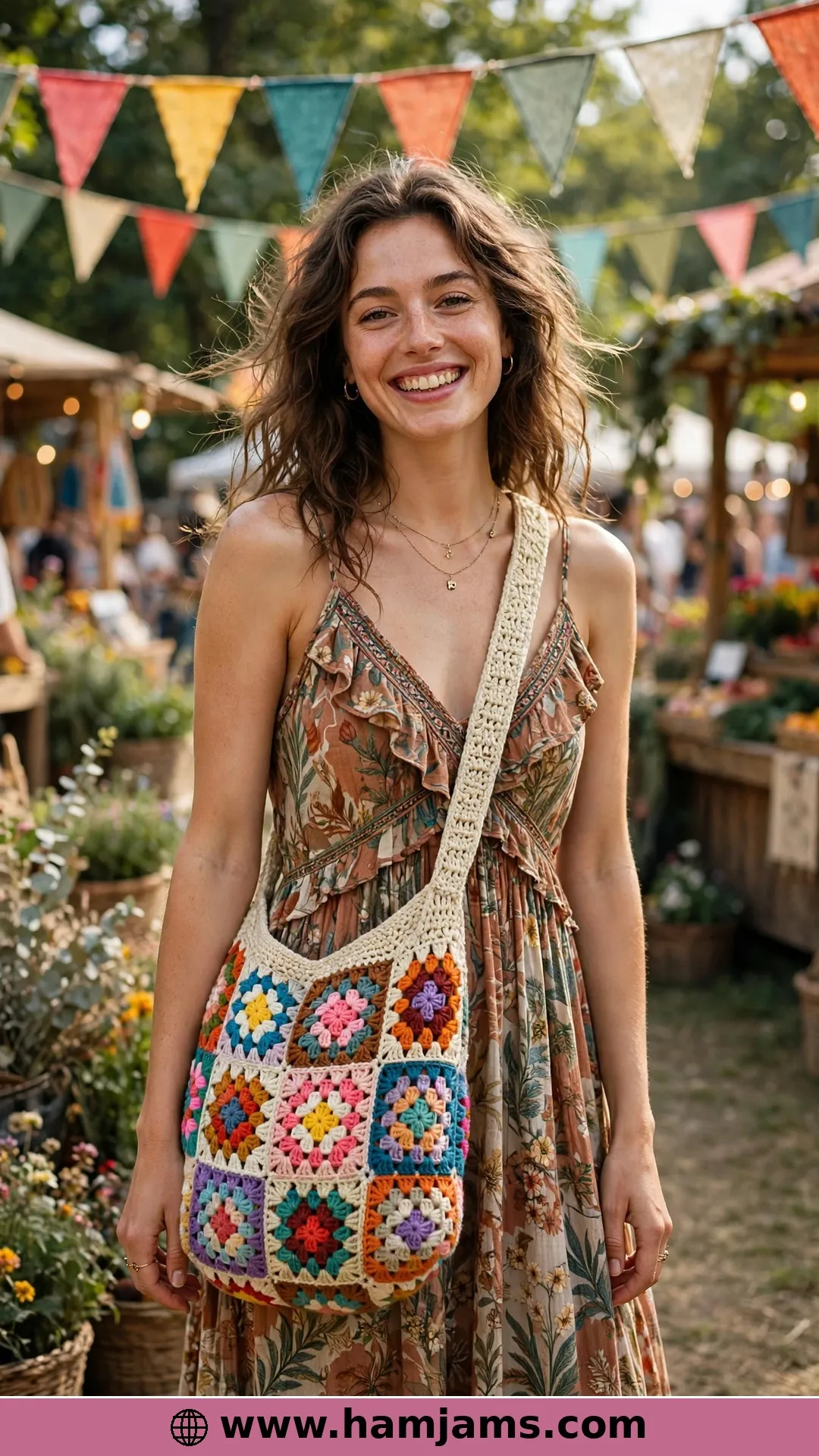 The Hippie Sling Sewn from Three Granny Squares