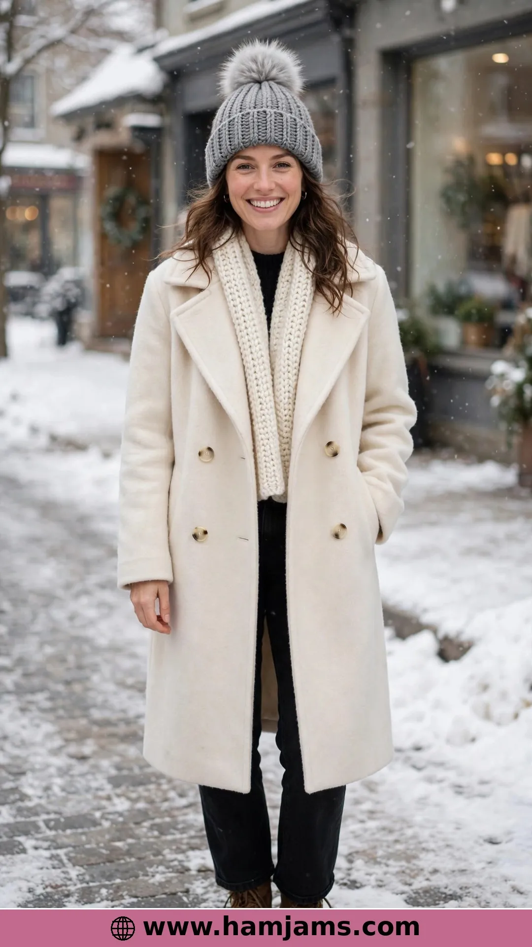 The Cheshire Beanie with the Fold-Up Brim and Fluffy Pom