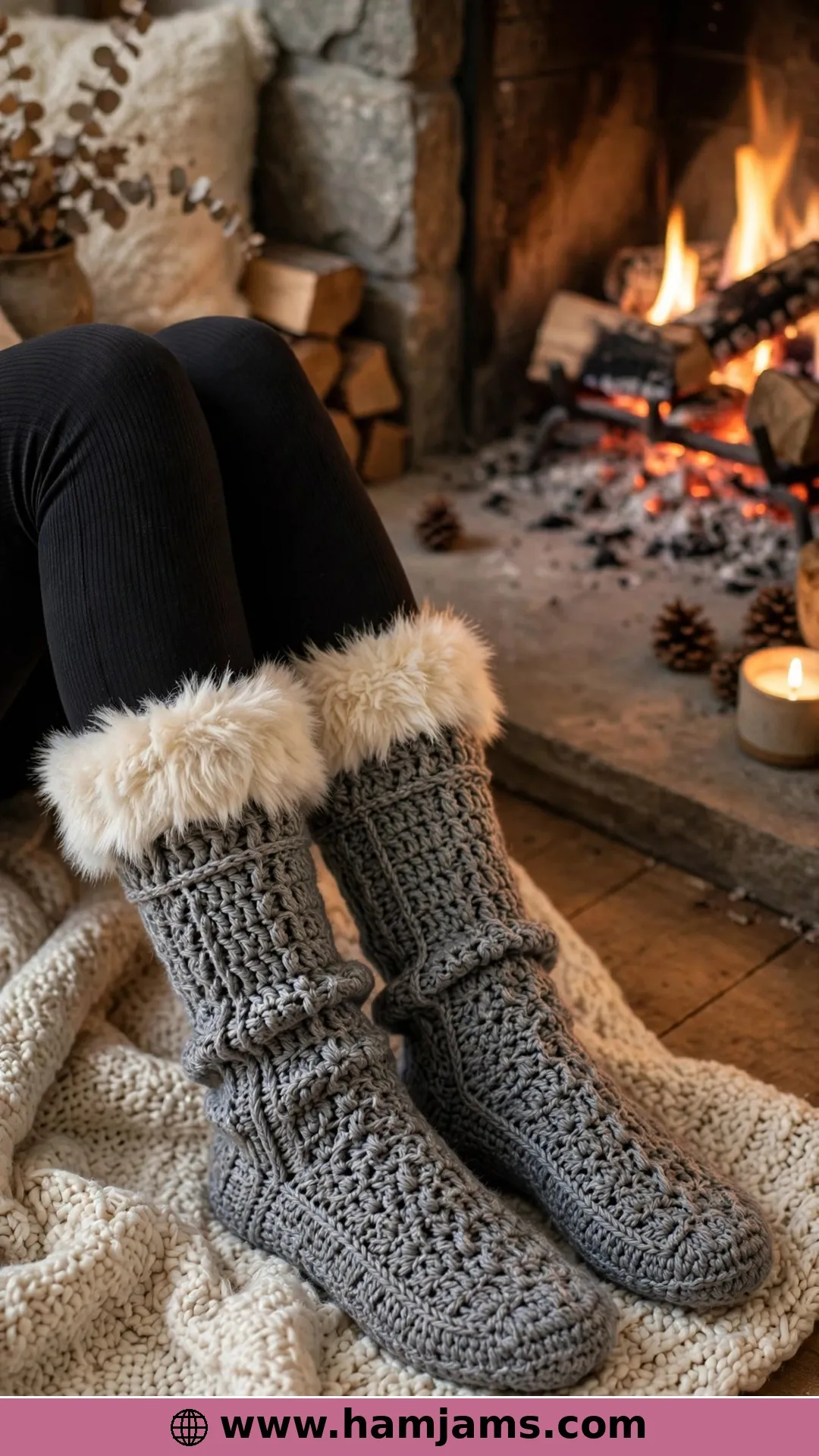 The Winter's Warmth Slipper Socks with the Fluffy Trim