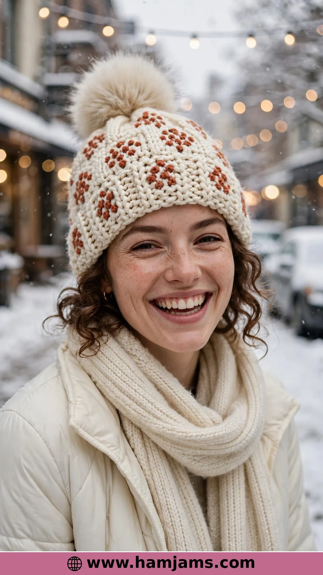 The Polka Dot Beanie with the Faux Fur Pom