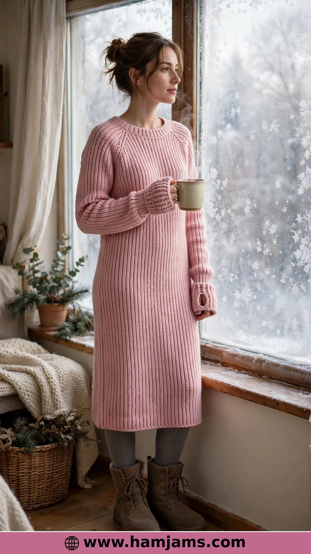The Ribbed Dress with Thumb-Hole Cuffs