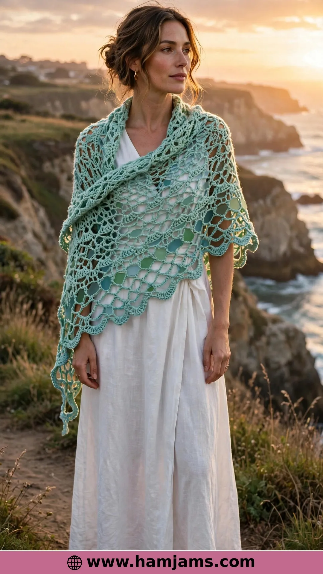 The Puff-Stitch Shawl with the Rolling Wave Edge