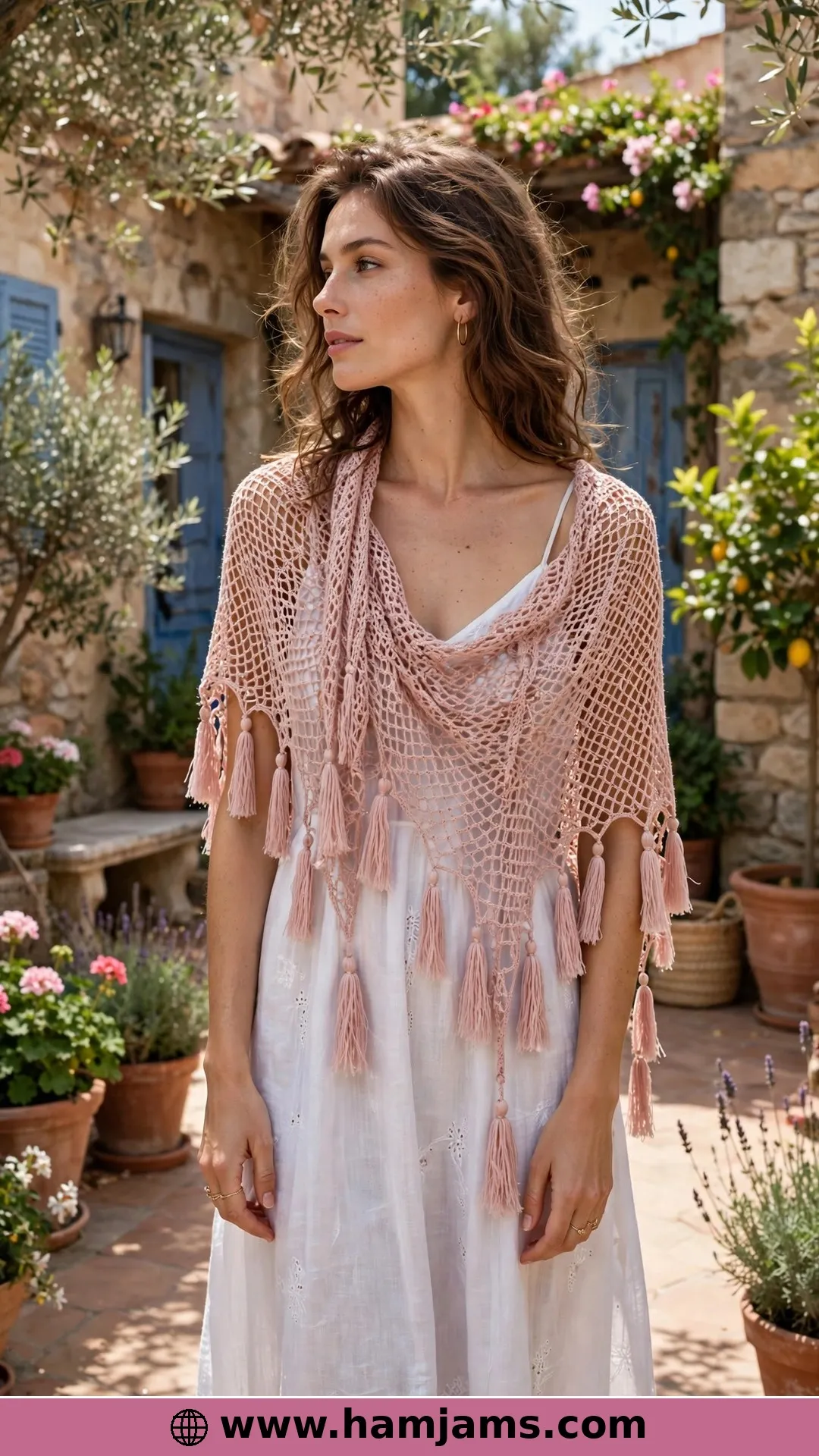 The Flamingo Shawl in Pink Mesh and Mohair
