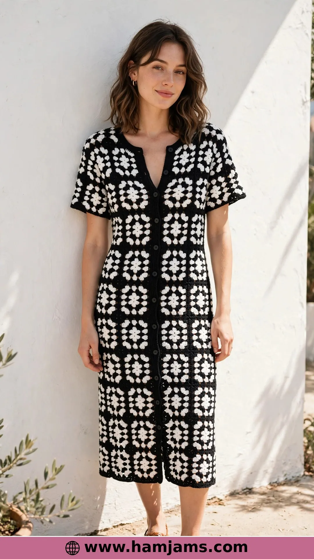The Black and White Granny Square Dress