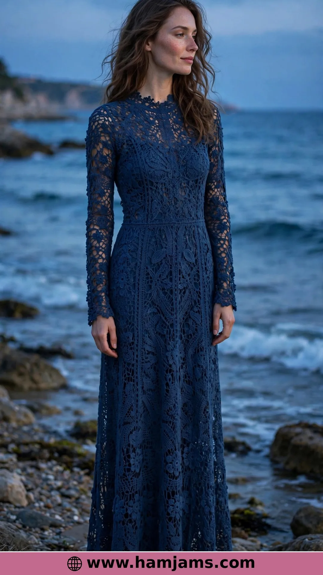 The Marine Long Dress in Deep-Sea Blue
