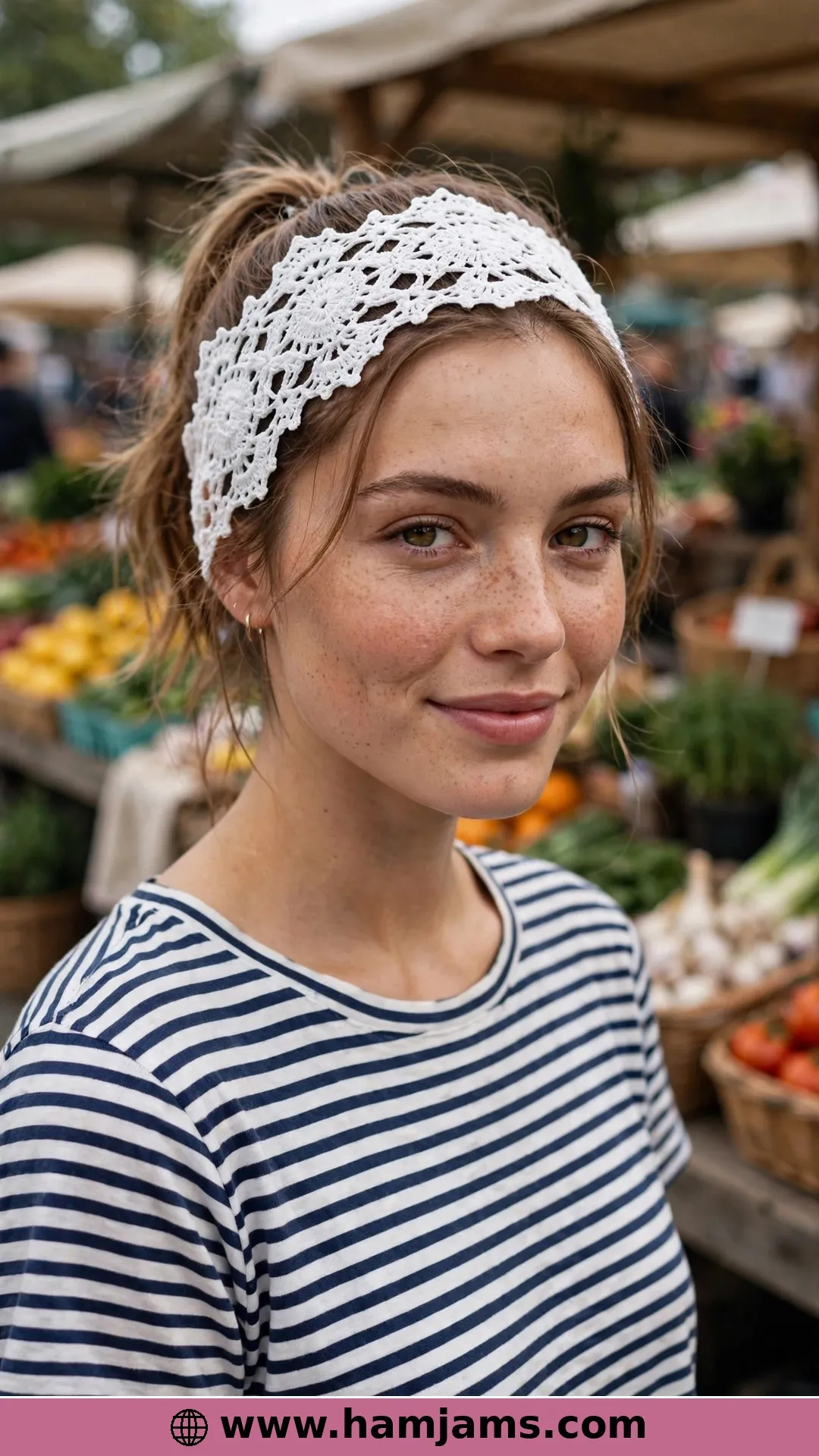 The Easy Lace Headband on a Hair Elastic