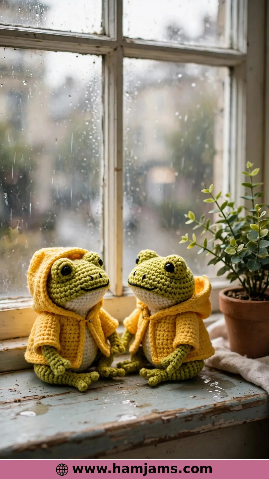 Two Grumpy Frogs in Their Rain Gear
