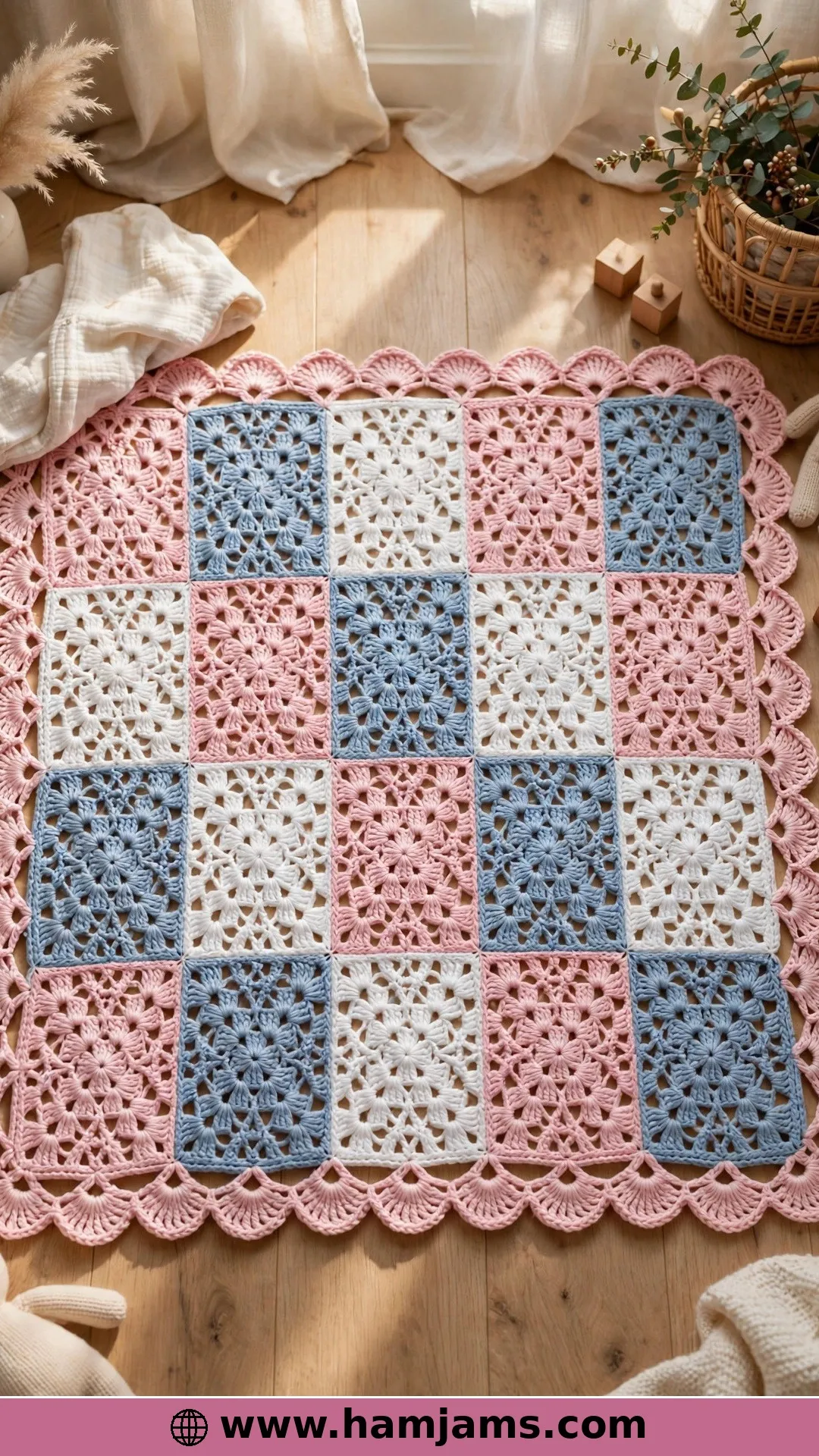 Twenty Lacy Squares With a Shell-Edged Finish