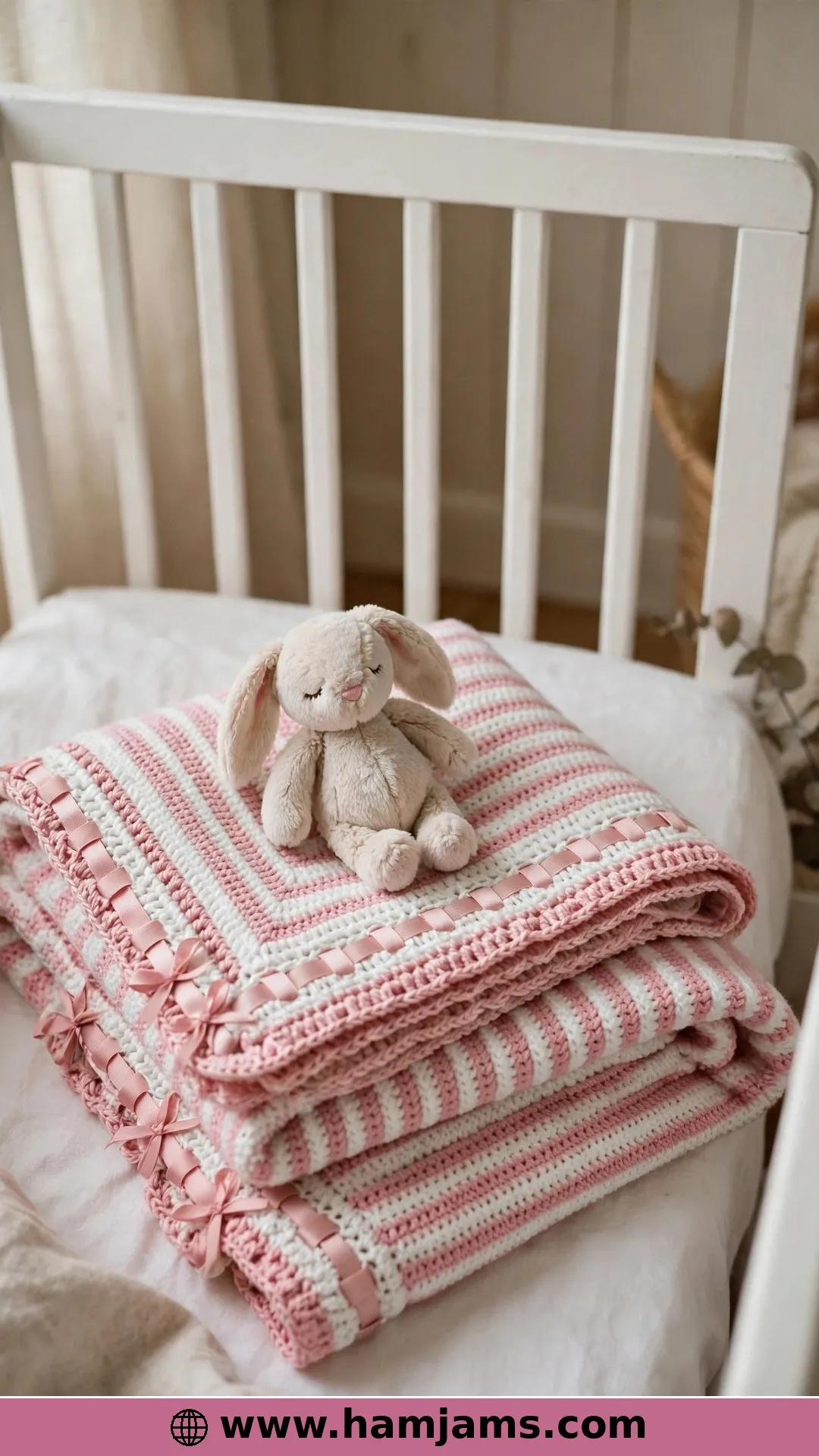 The True-Beginner Pink Blanket With a Ribbon Border