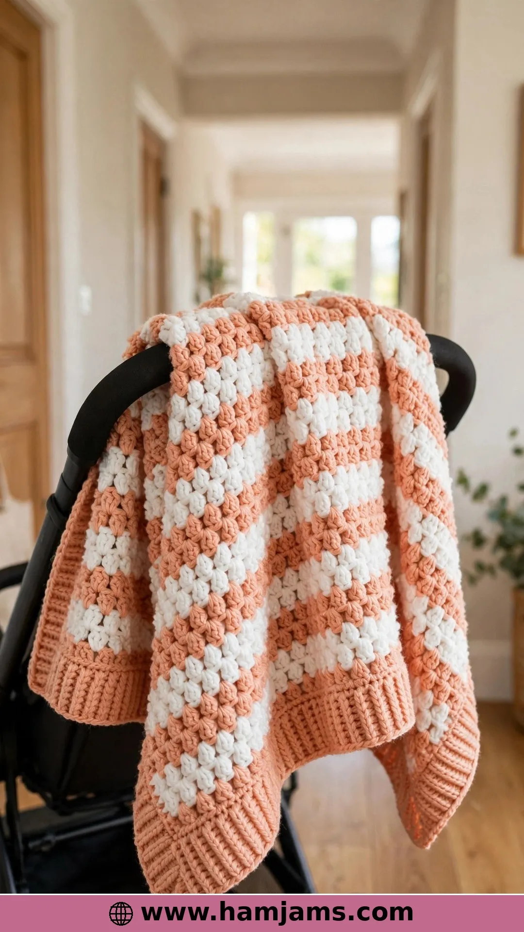 Berry-Stitch Stripes in Peach and White