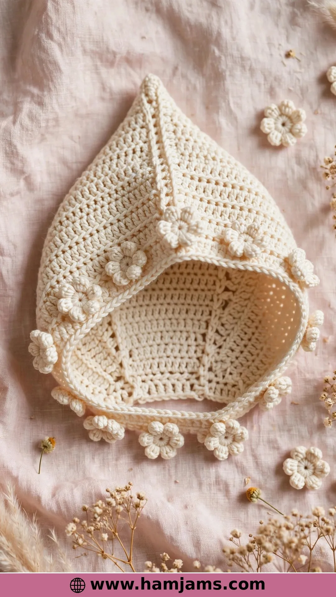 A Pixie Bonnet With Bobble Flowers