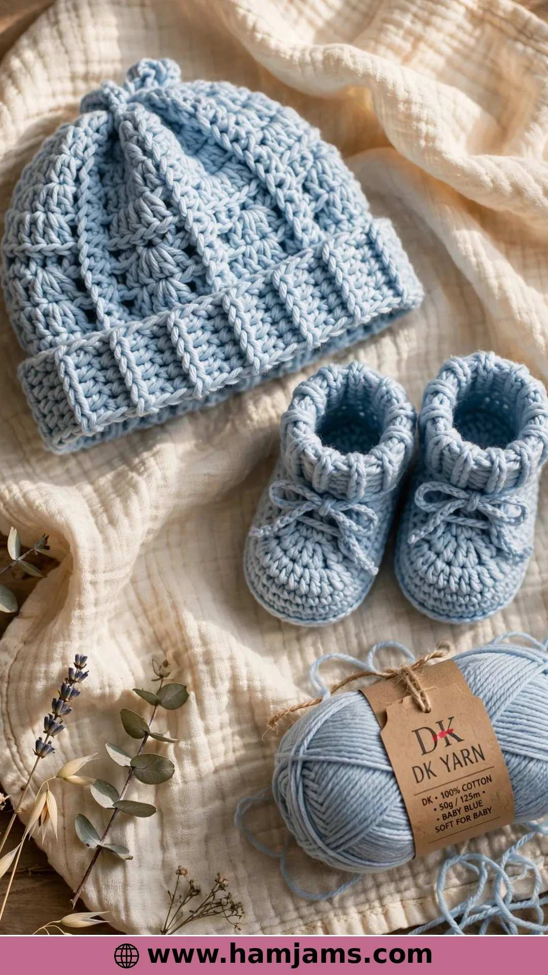 Easy Ribbed-Cuff Booties With a Matching Hat