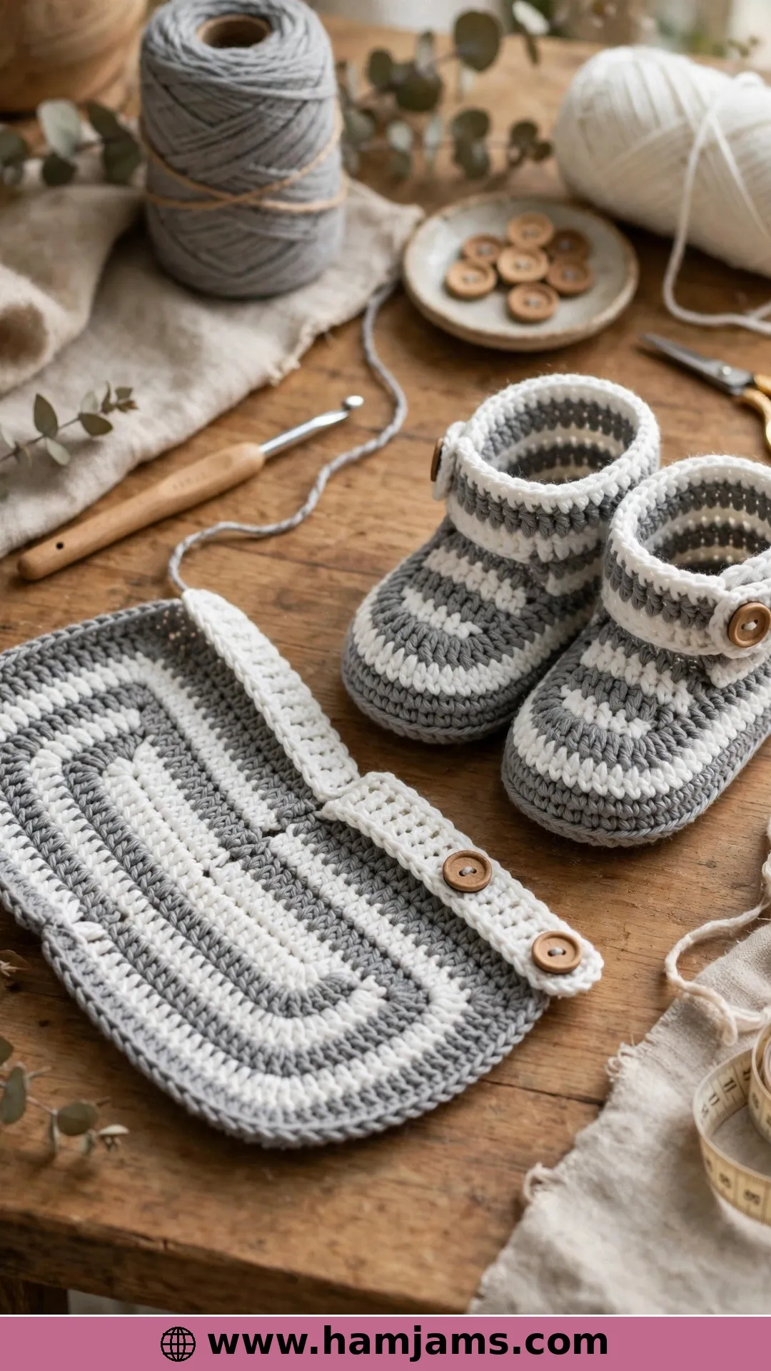 Booties Worked Flat, in Rows