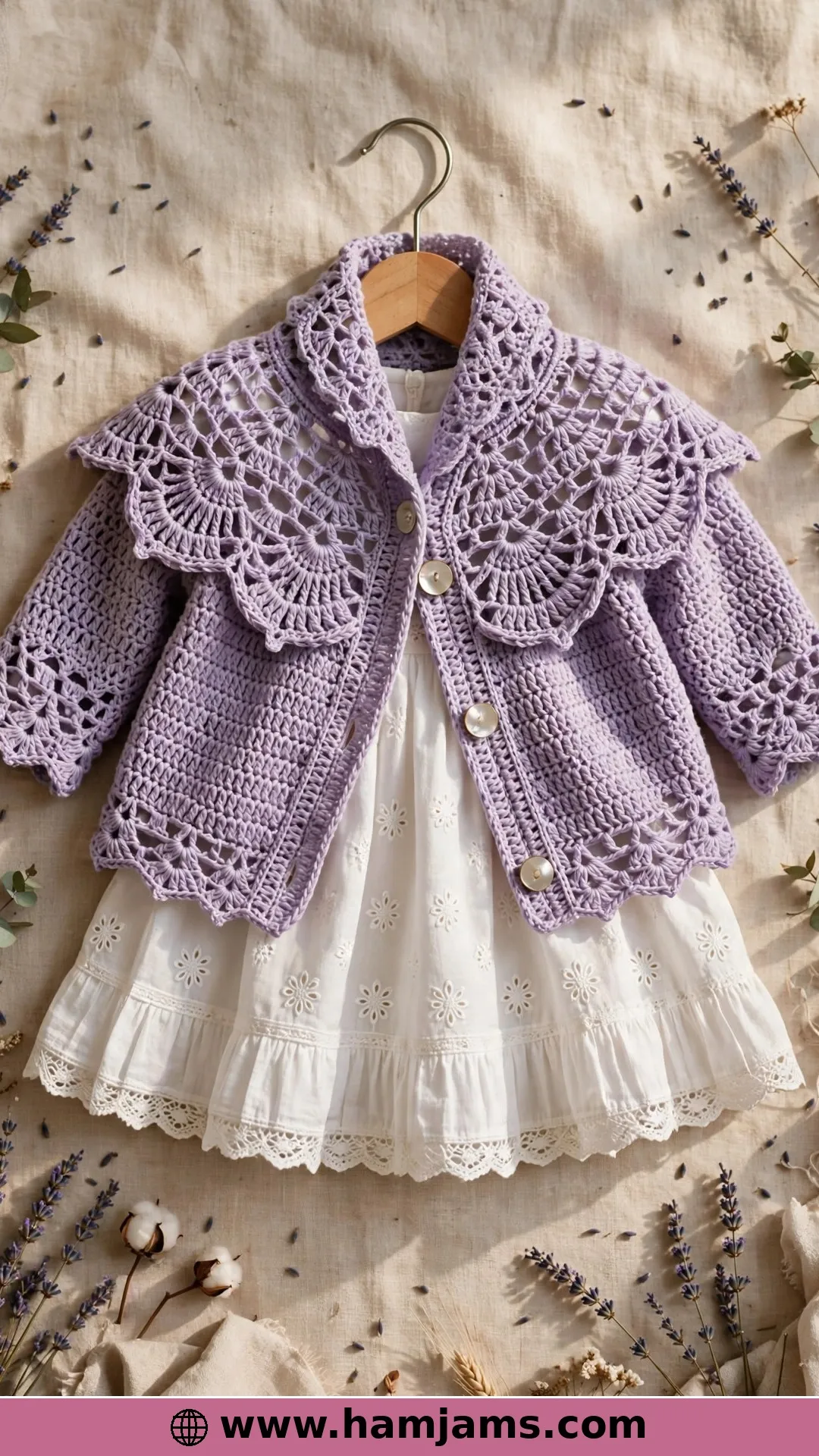 A Lace Fan Yoke in Soft Lavender