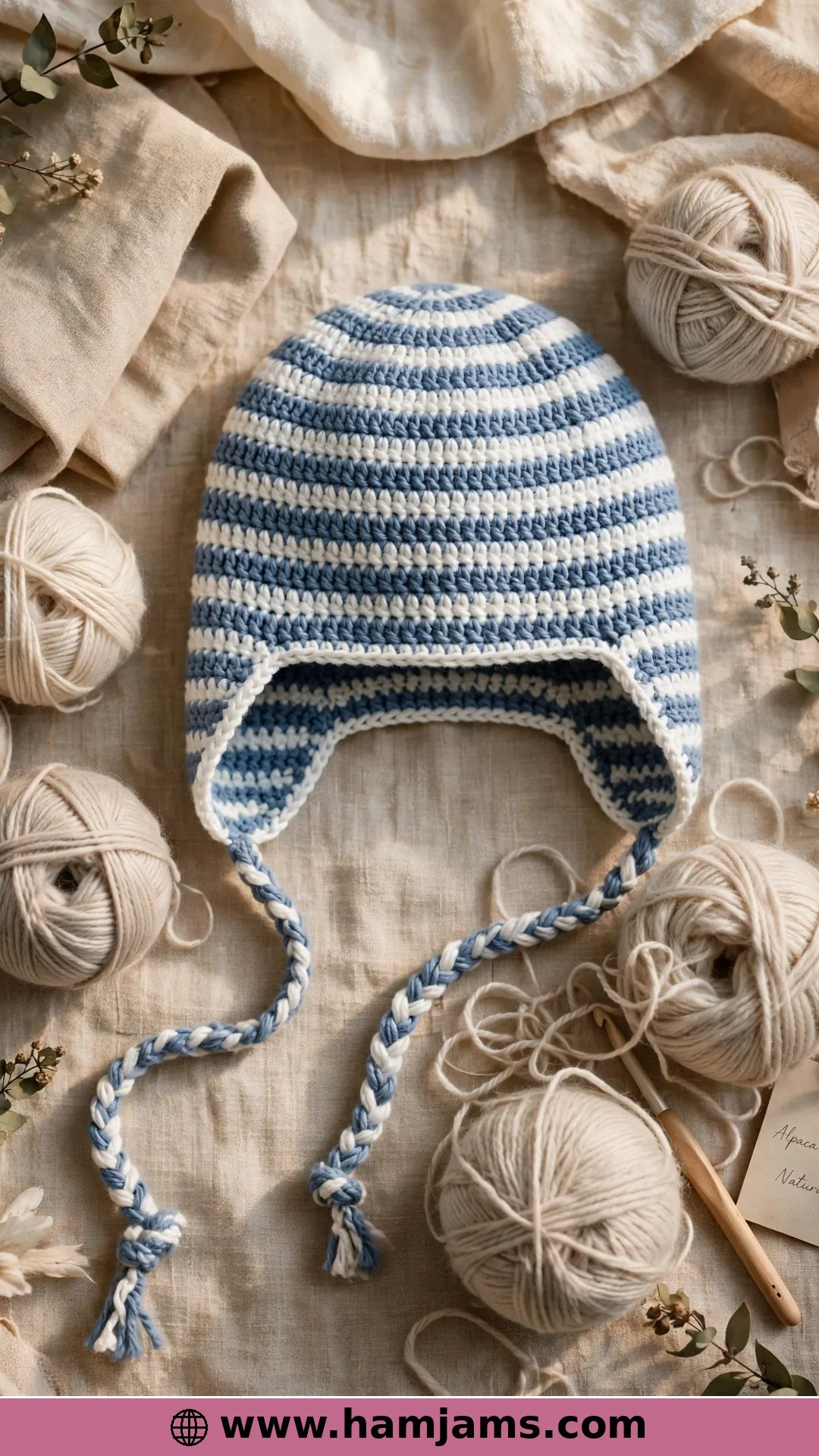 Stripes, Earflaps and Ties in Baby Alpaca
