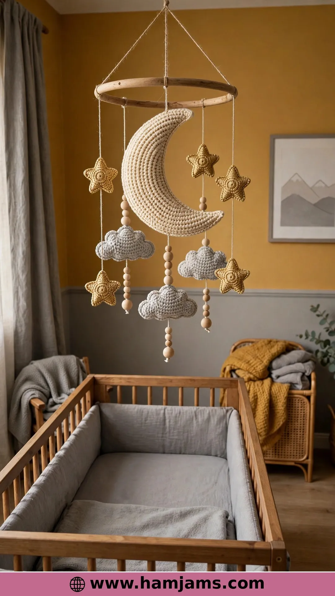 A Crescent Moon With Six Golden Stars