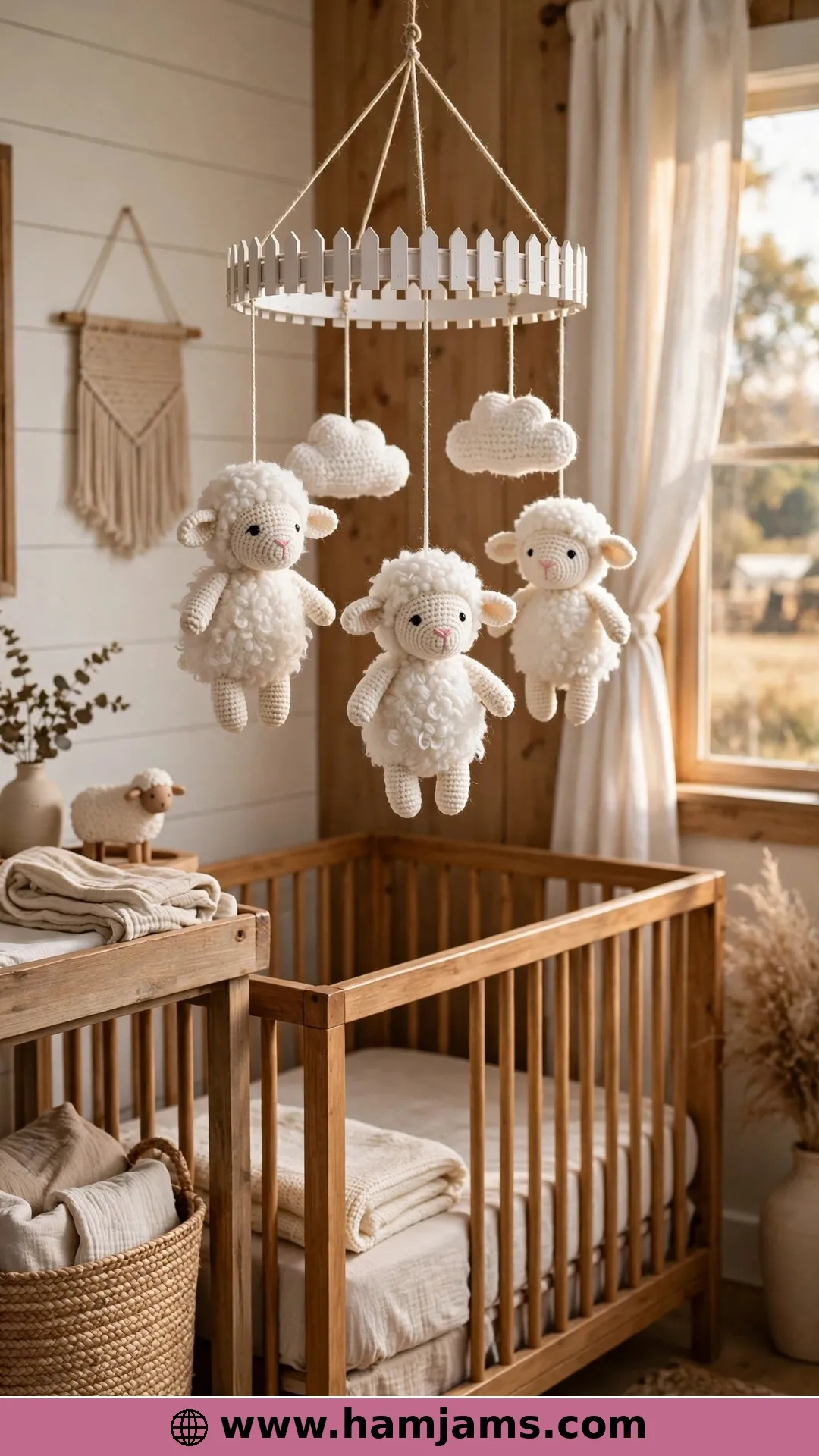 Three Fluffy Lambs Under a Picket Fence