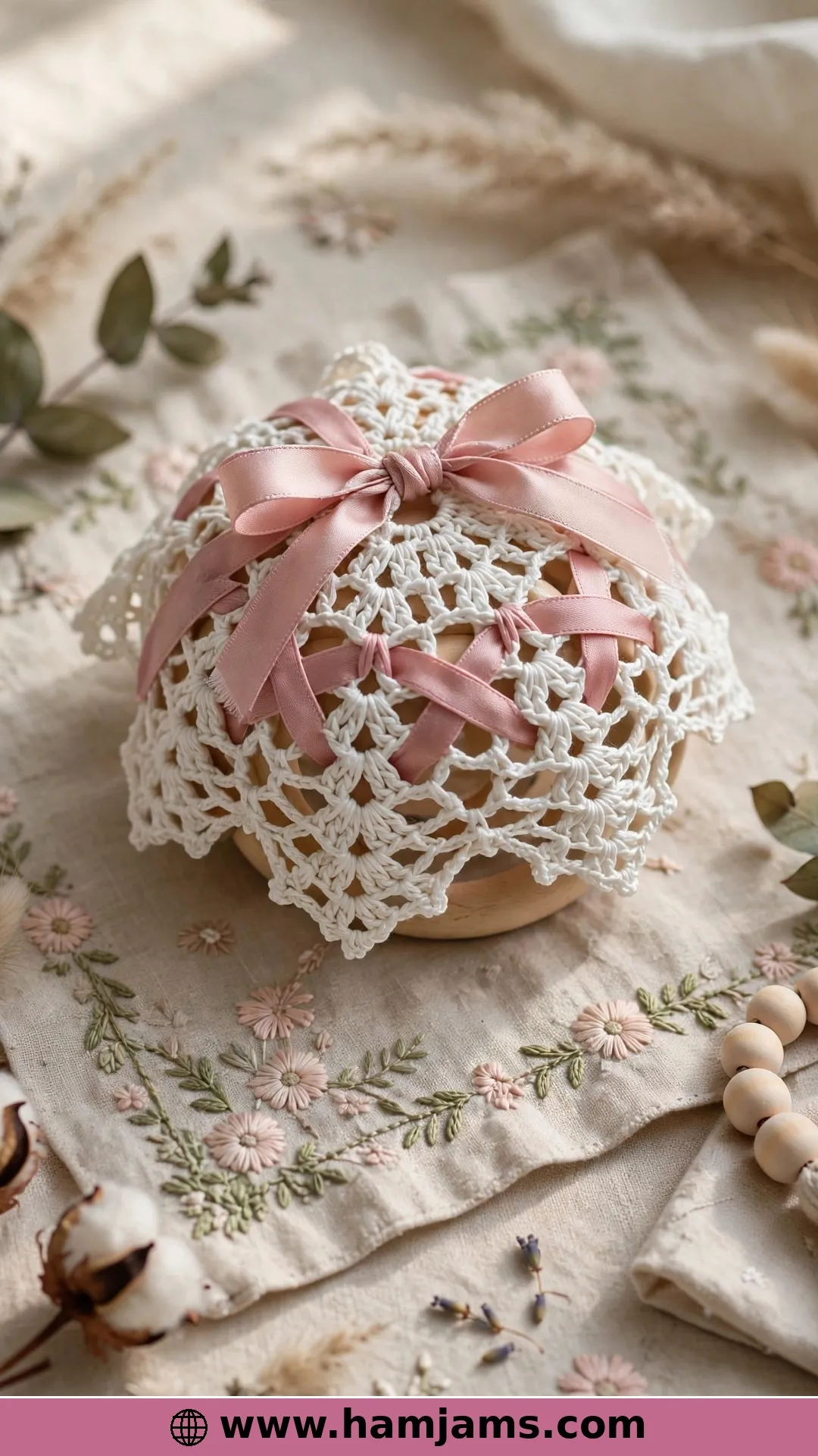 Emma's Vintage Rattle With a Ribbon Bow
