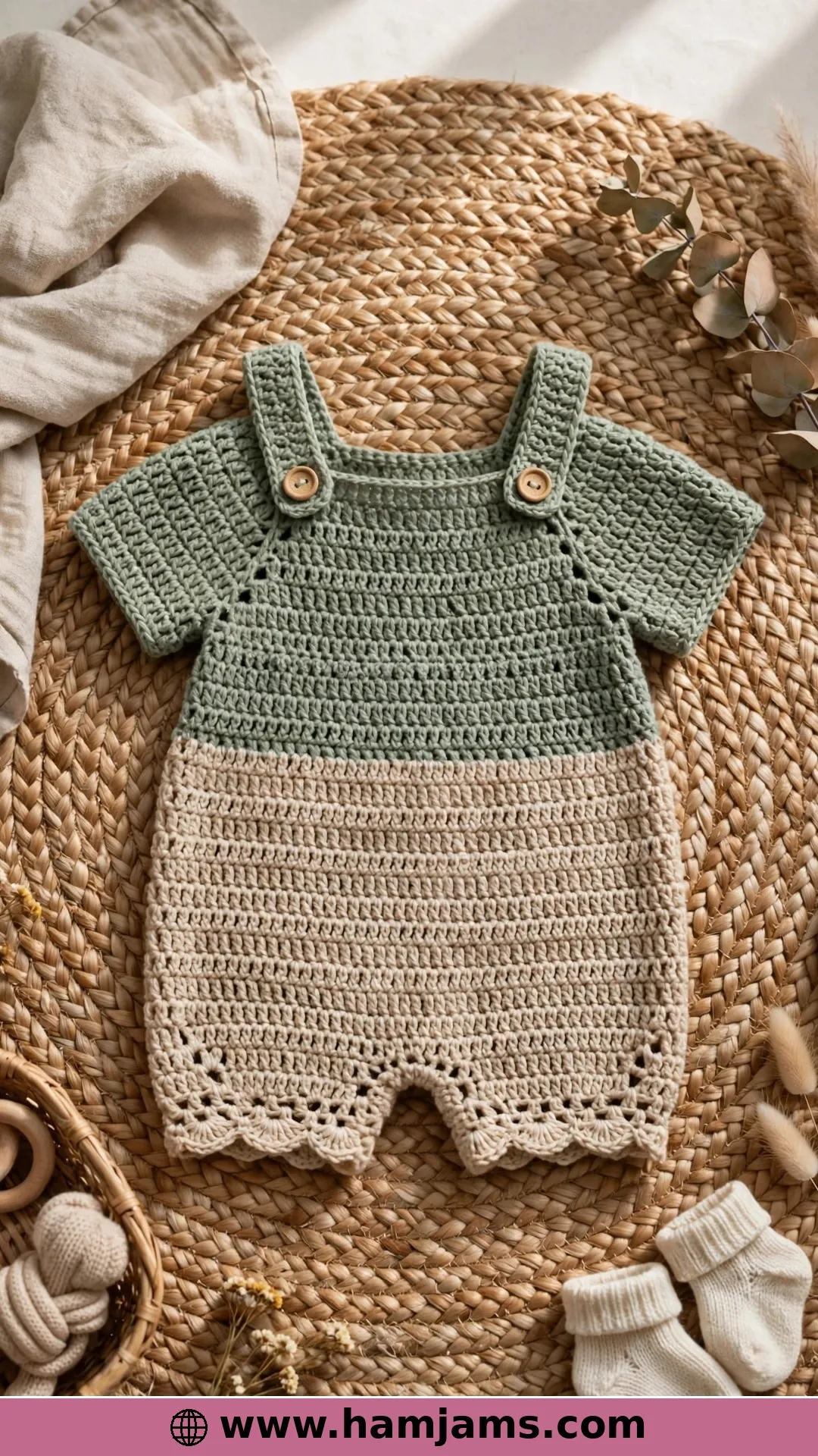 Calming Green With Wooden Buttons