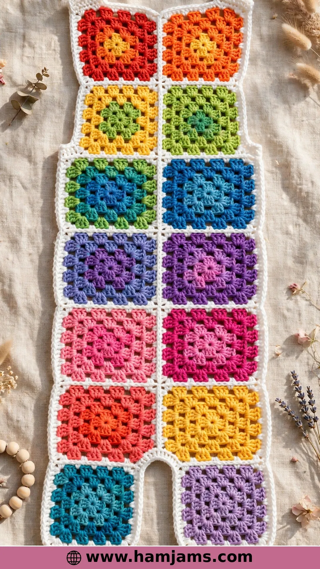 Fourteen Granny Squares, Joined