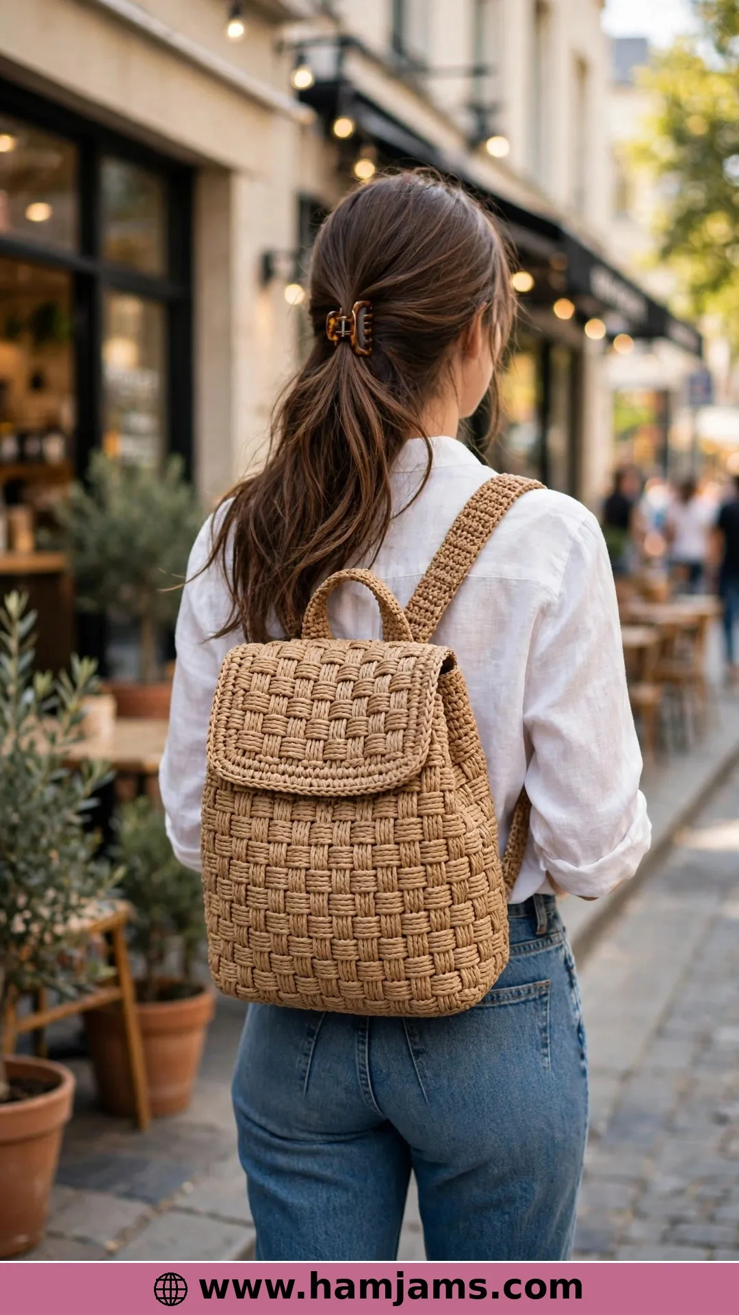Tunisian Basketweave With Drawstring Straps