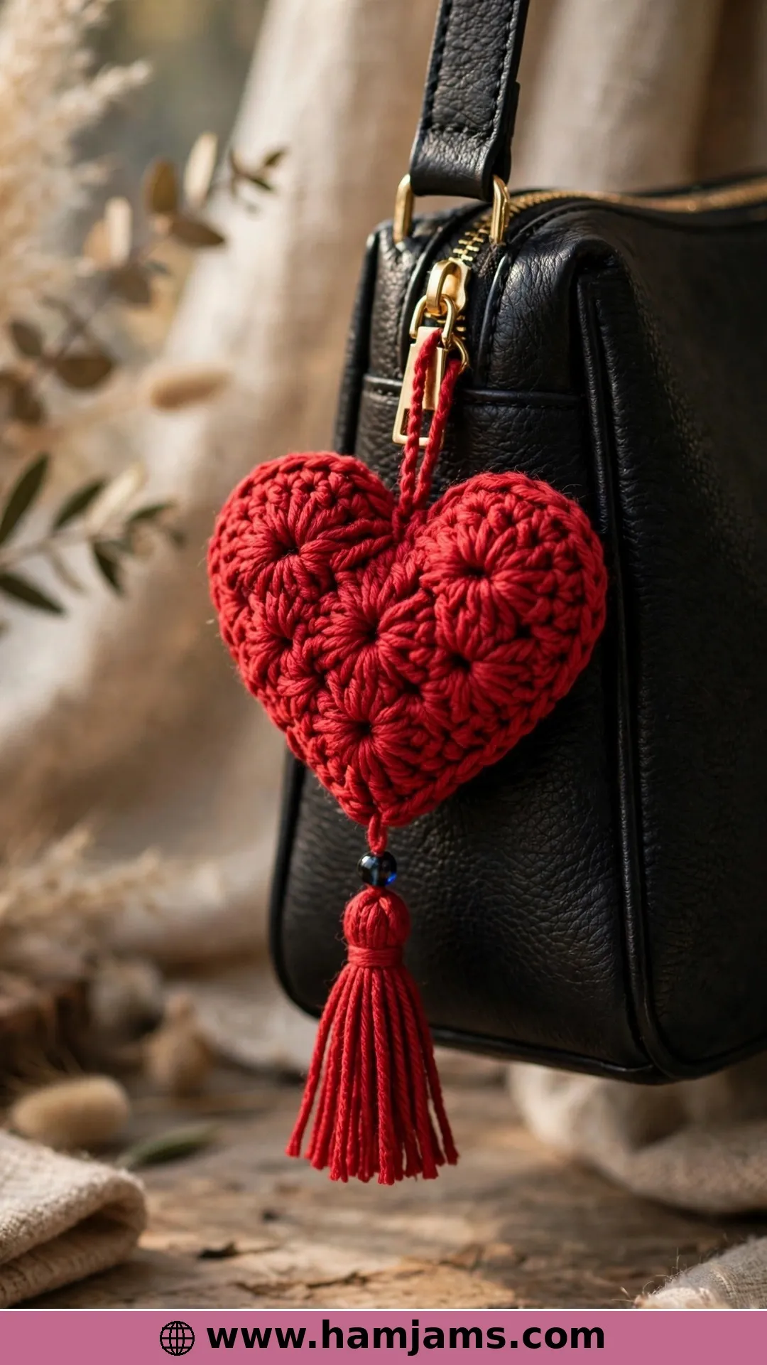 A Plump Puff-Stitch Heart With a Tassel