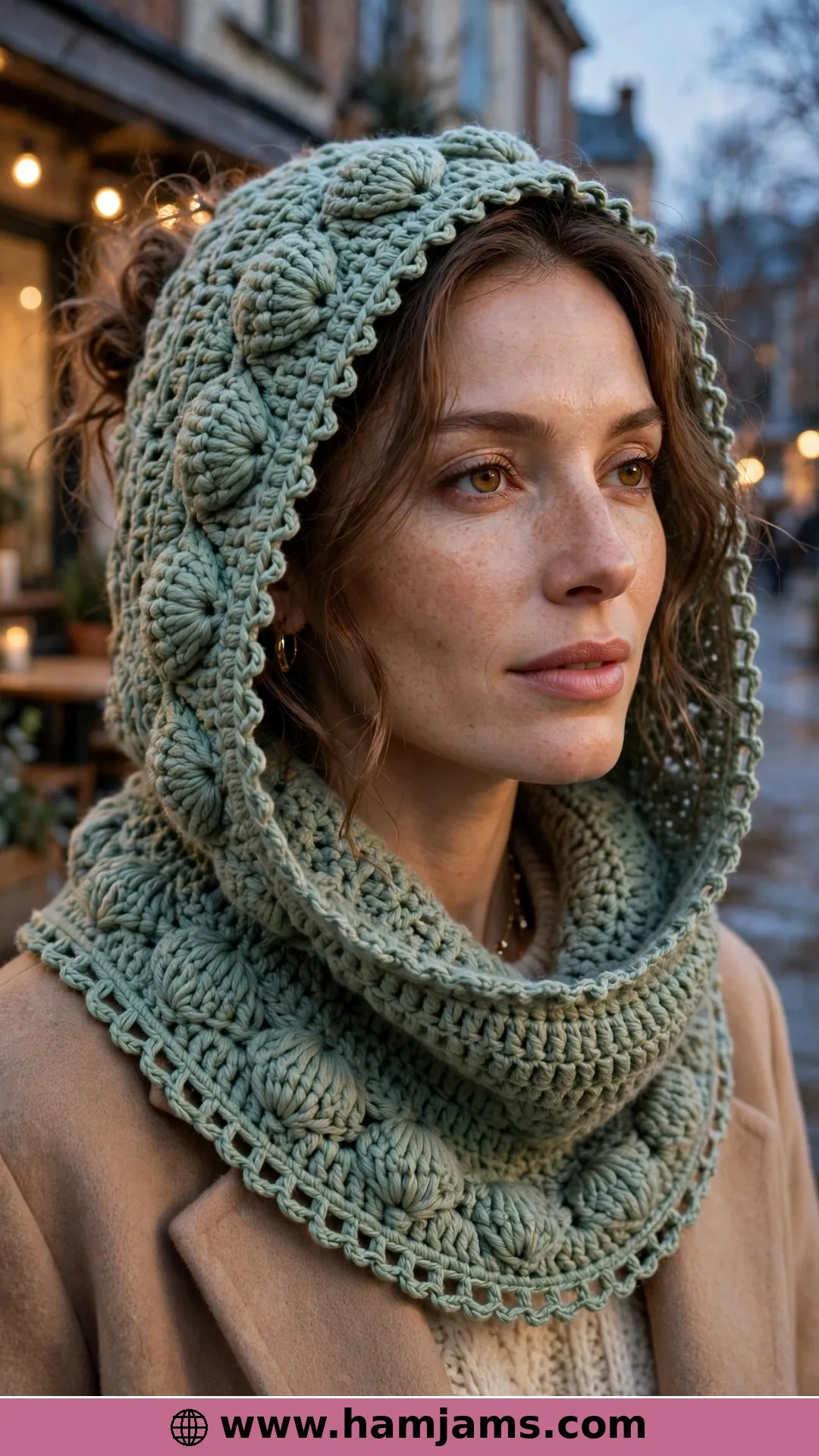Puff Stitches and a Picot-Trimmed Hood