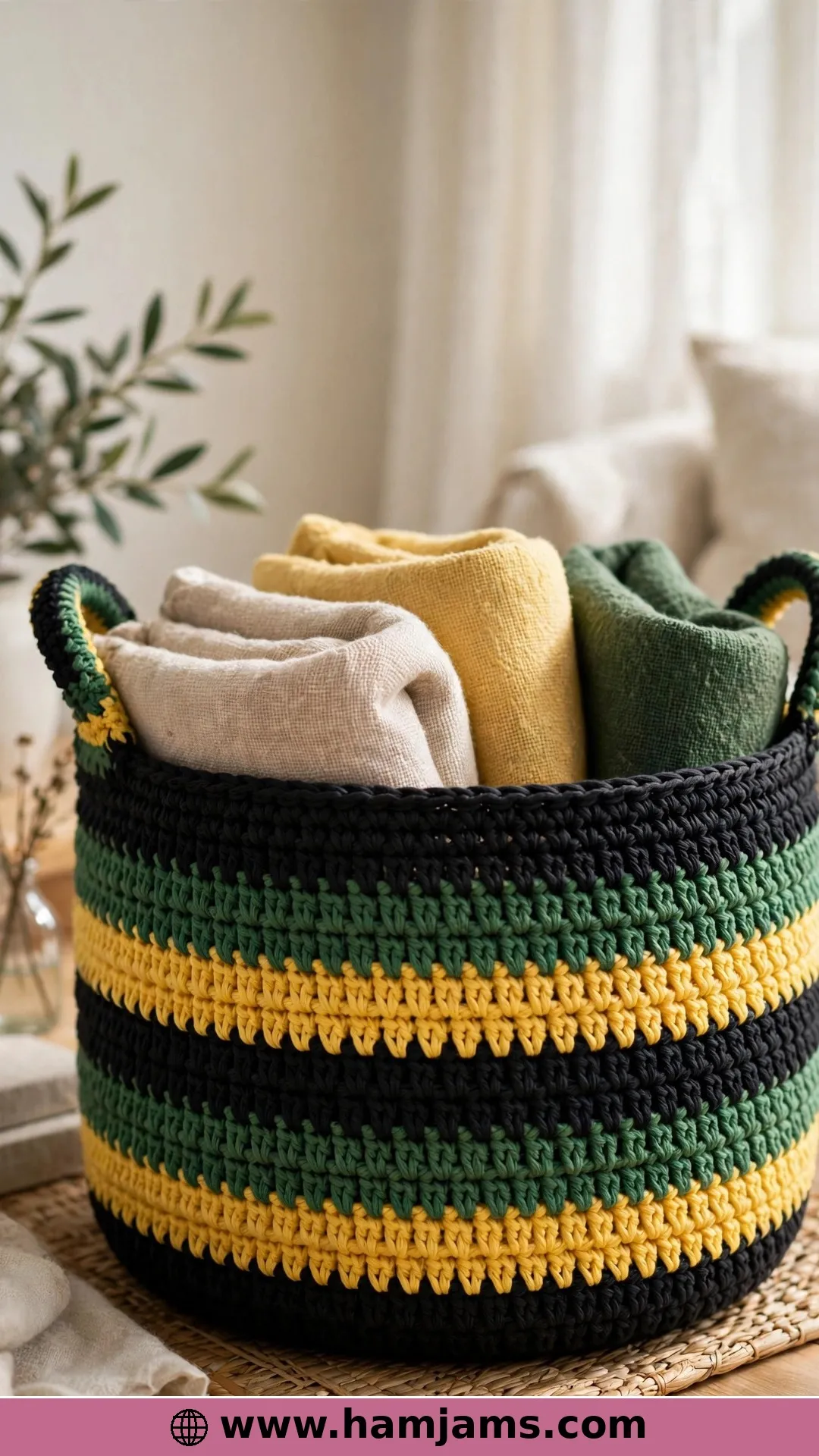 The Spring Basket With Spike Stitch Stripes