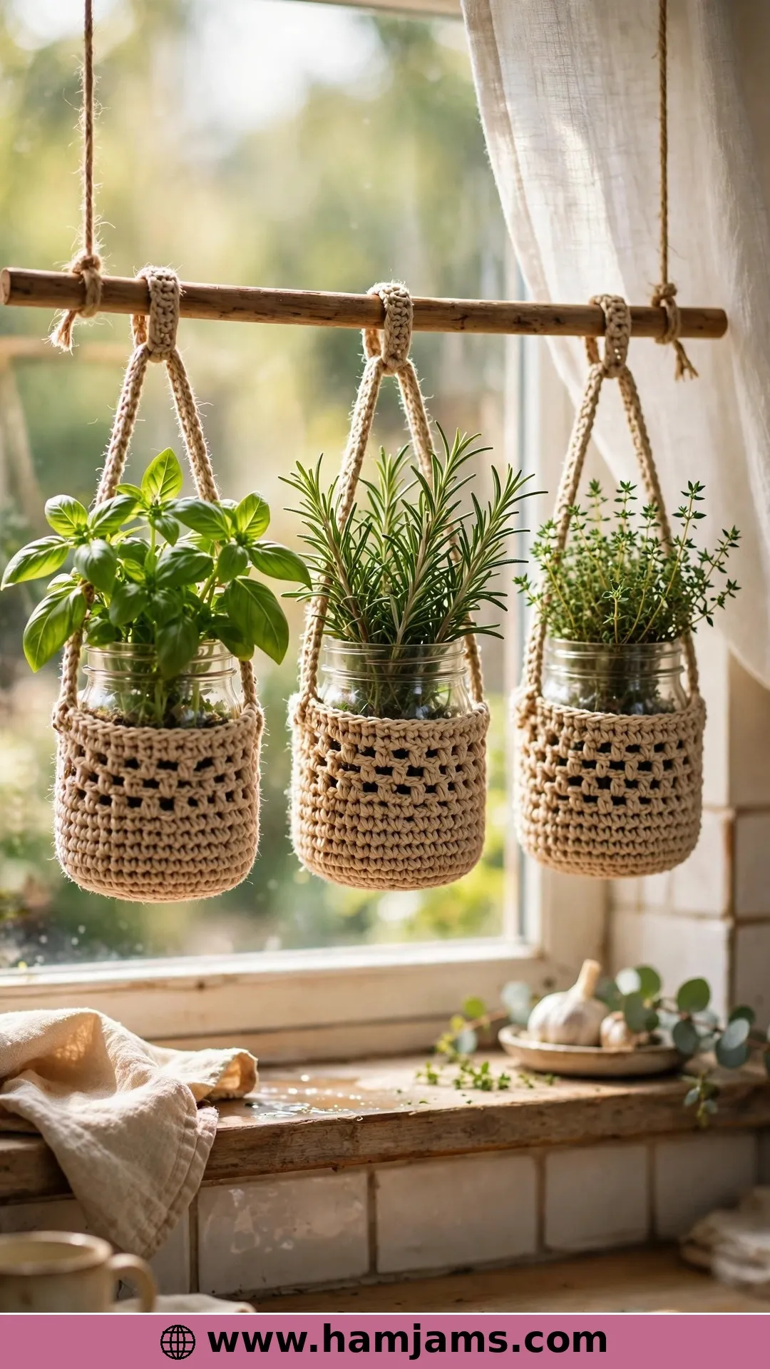 Hanging Herb Garden Baskets for the Kitchen Window