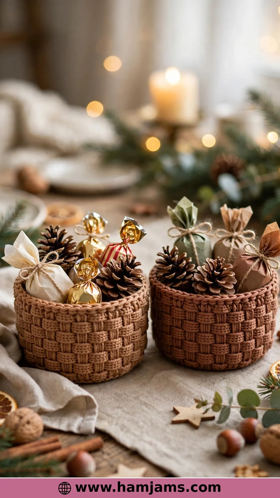 Christmas Harvest Baskets in Basket-Weave Stitch