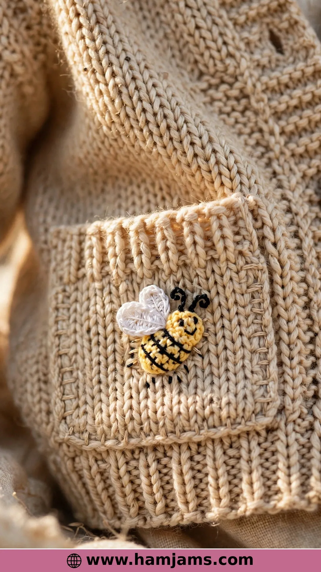 The Tiny Bee Appliqué With Embroidered Stripes