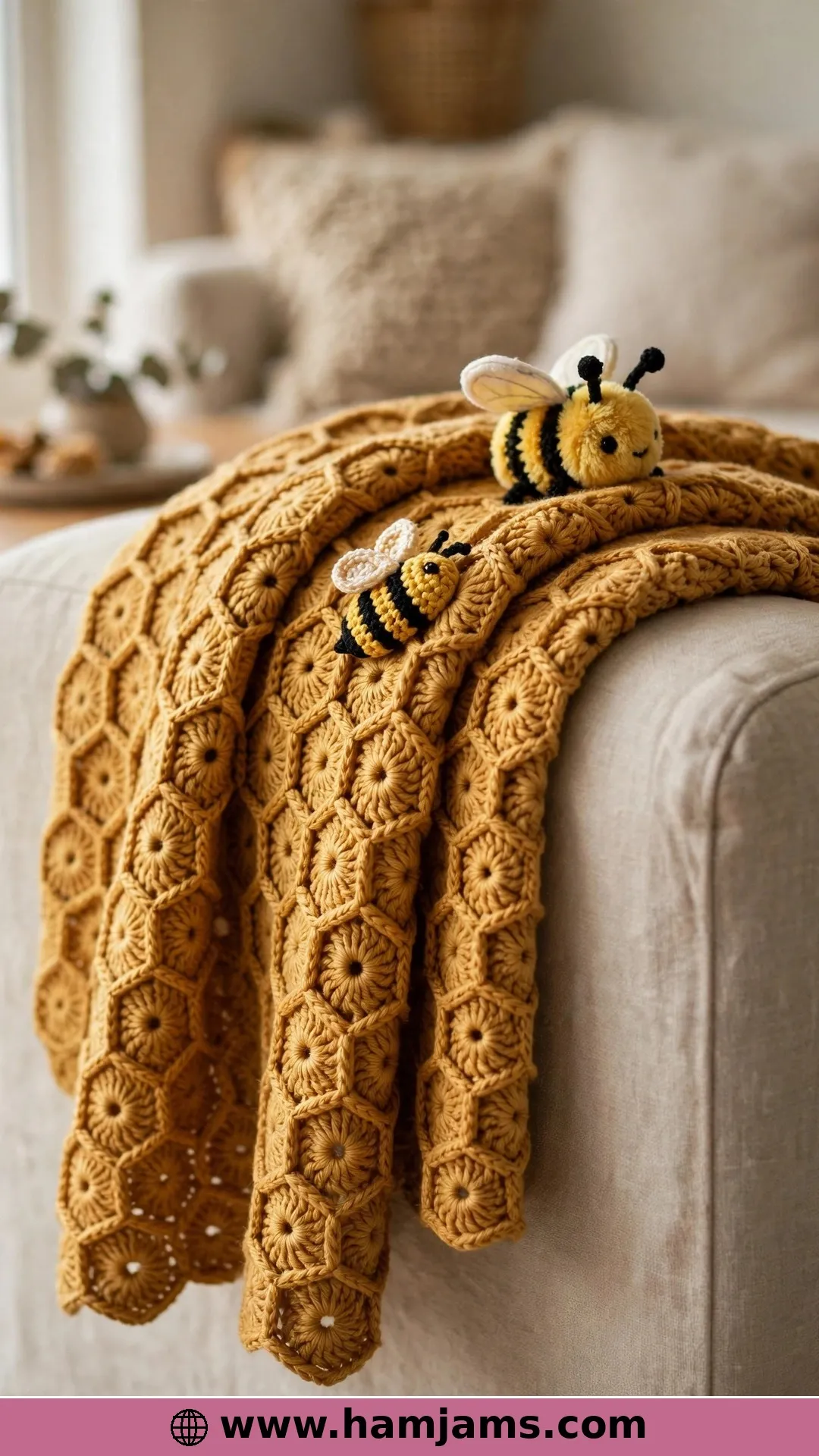The Honeycomb Blanket With Bee Appliqués