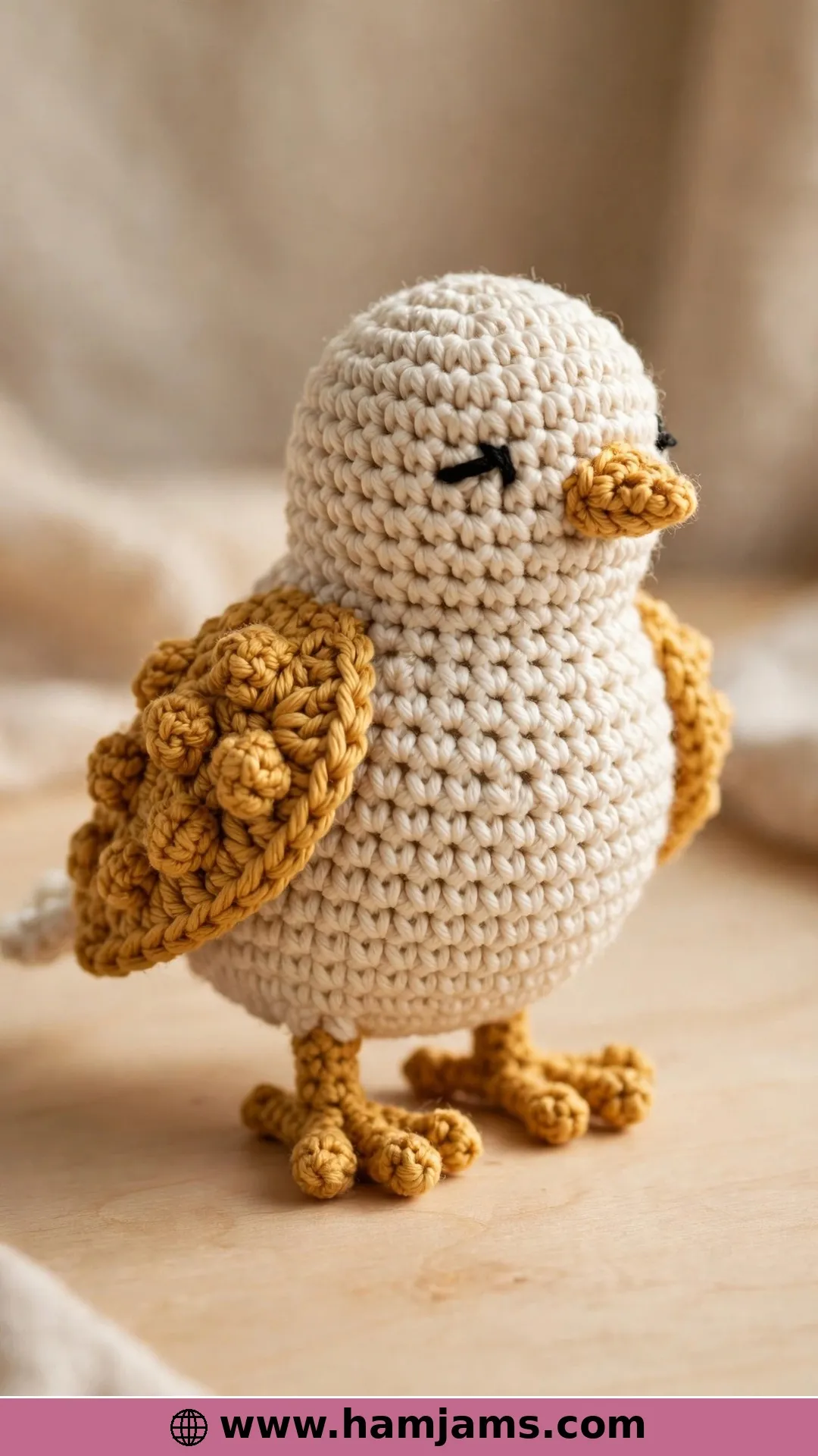 A No-Sew Bird With Popcorn-Stitch Wings