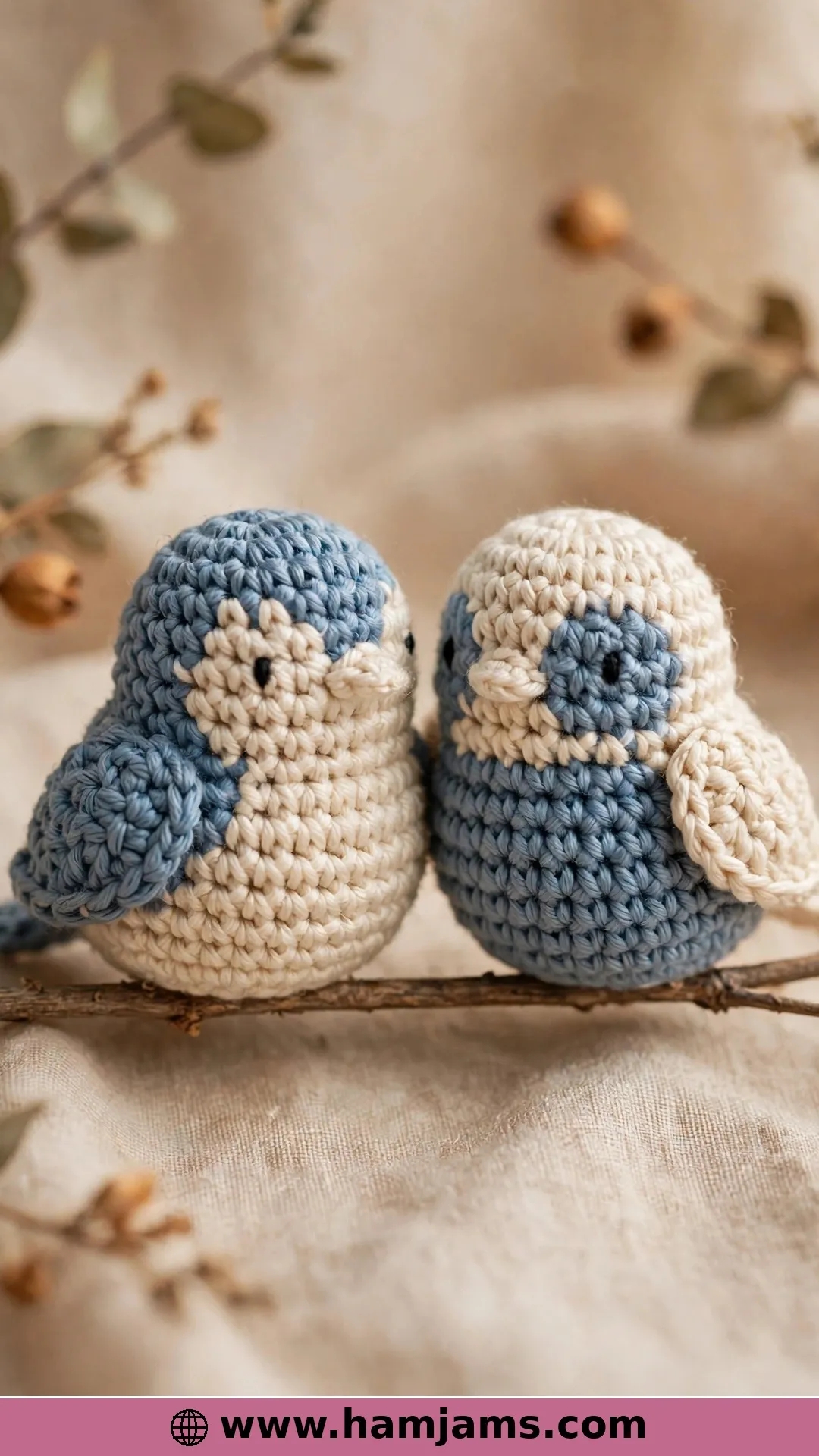 Two-Tone Birds With Embroidered Eyes