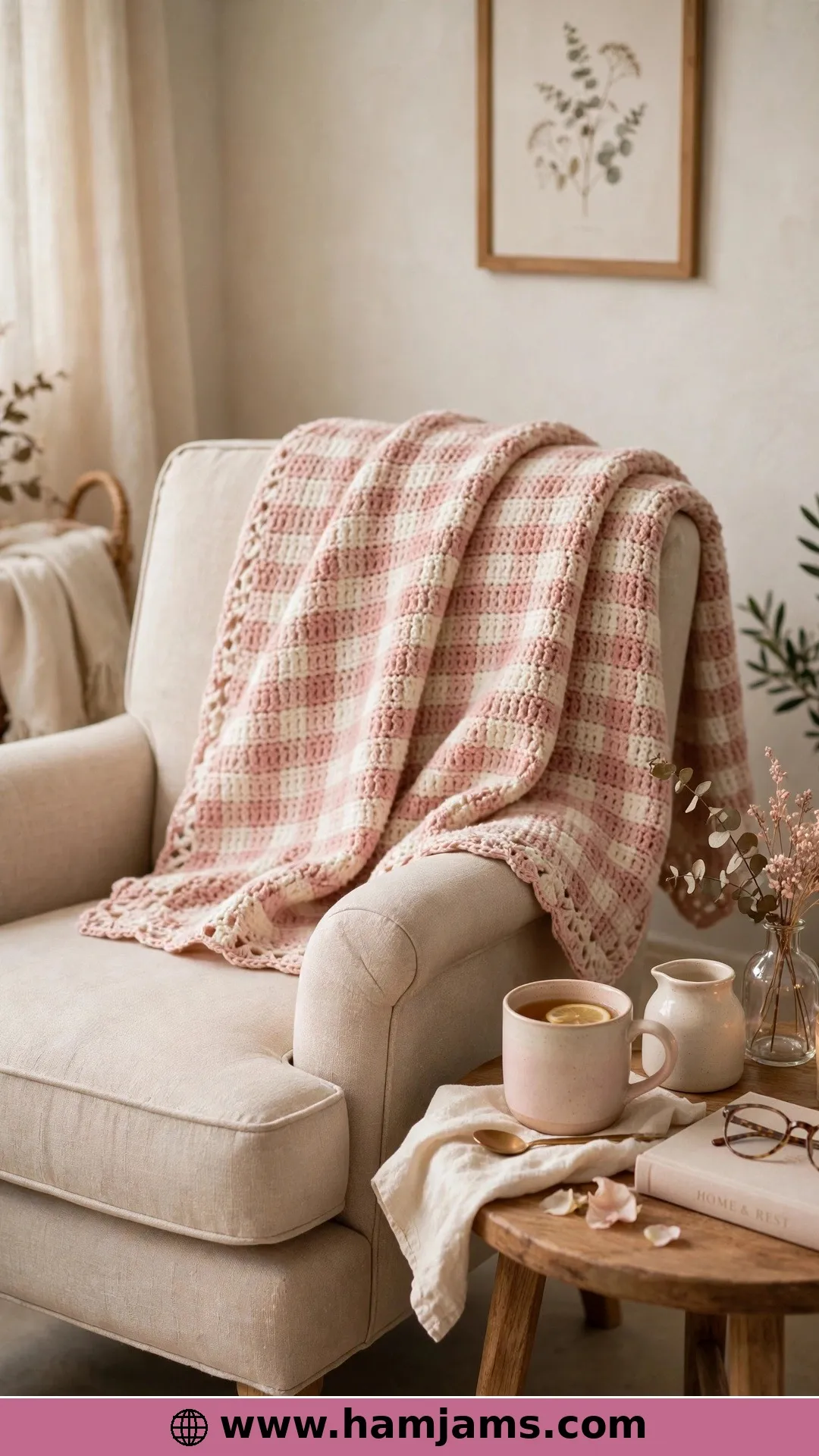 Blush Gingham With a Knit Look