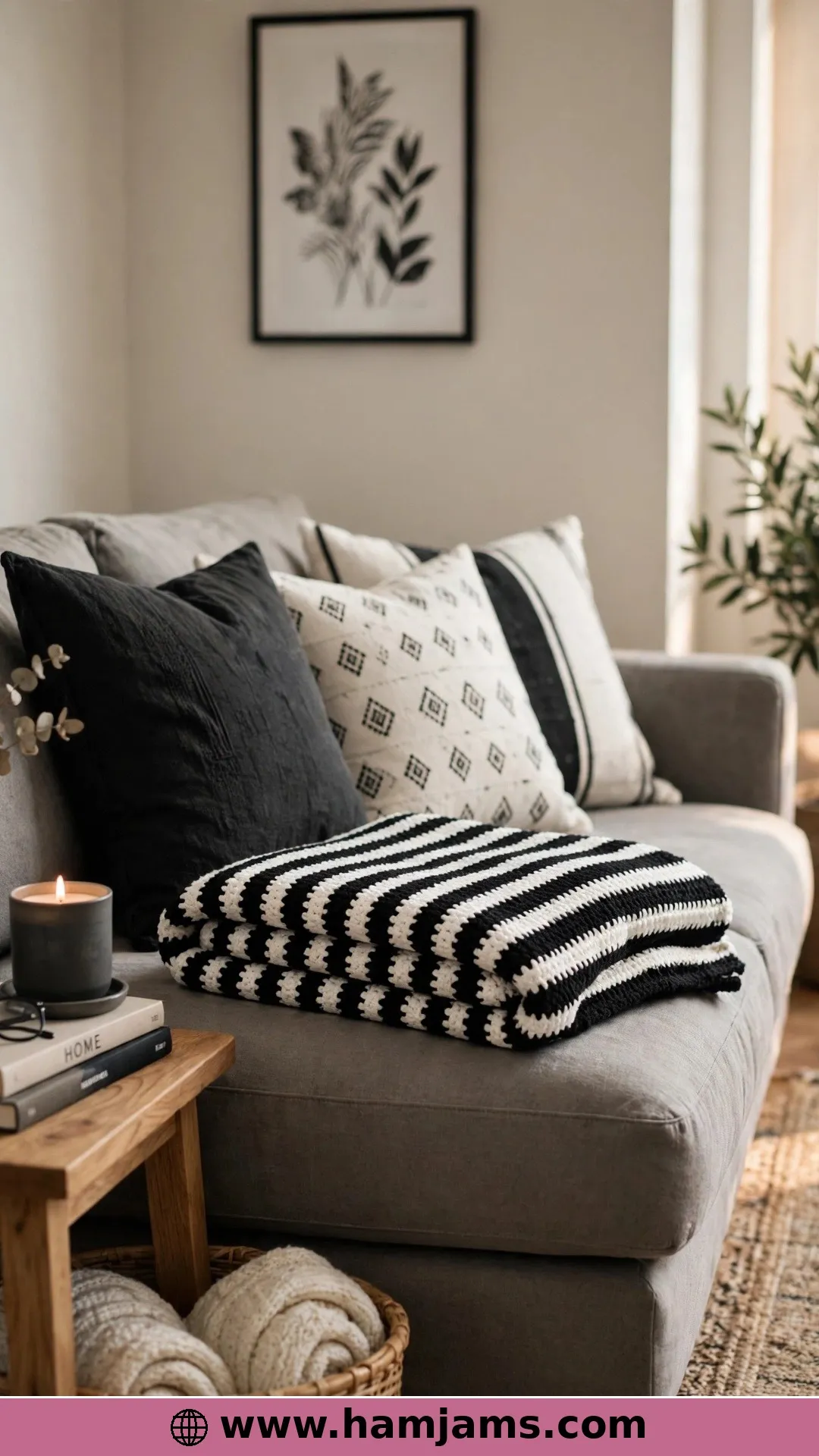 Black-and-White Griddle Stitch Stripes