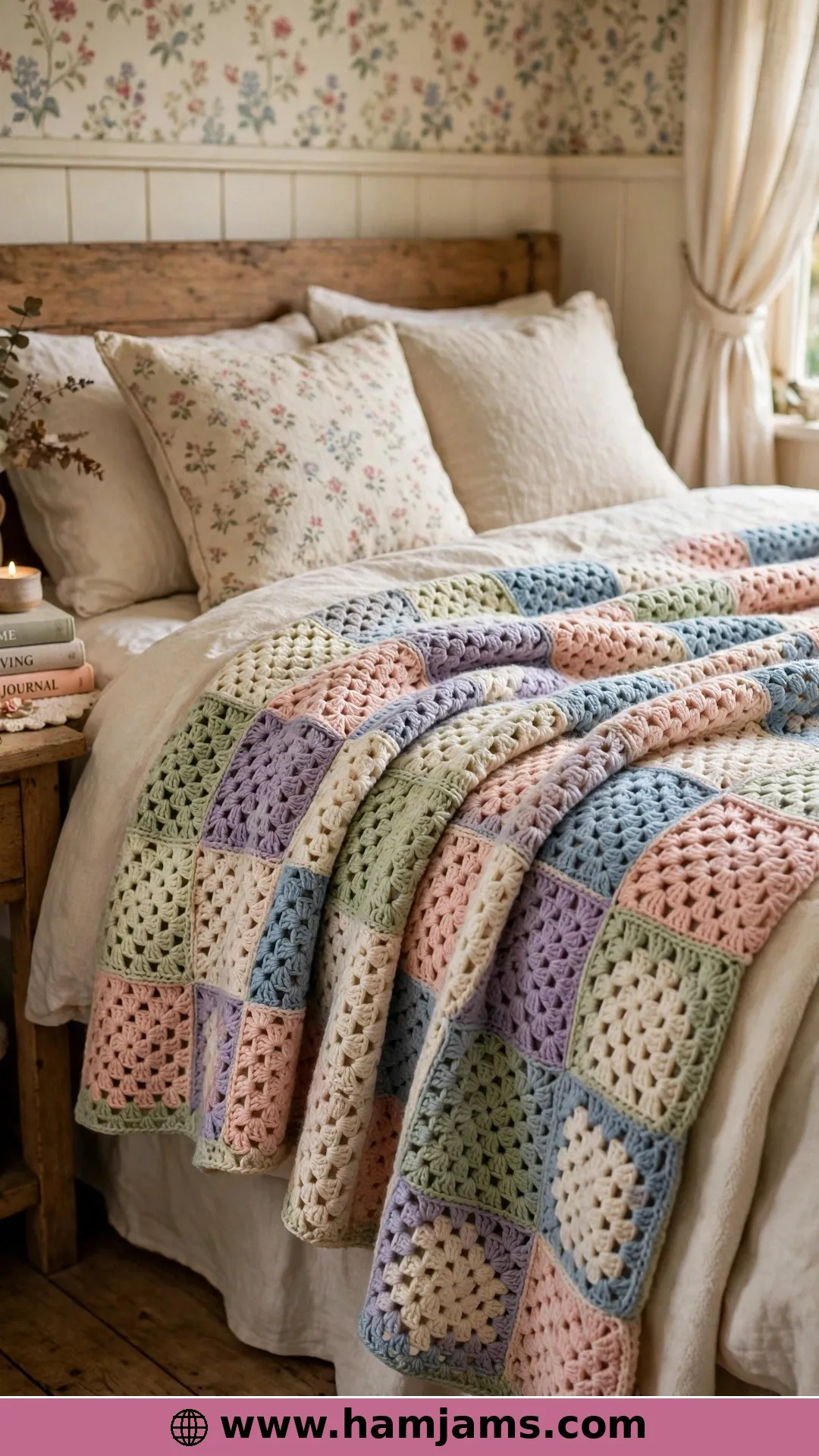 Patchwork Granny Squares in Self-Striping Yarn