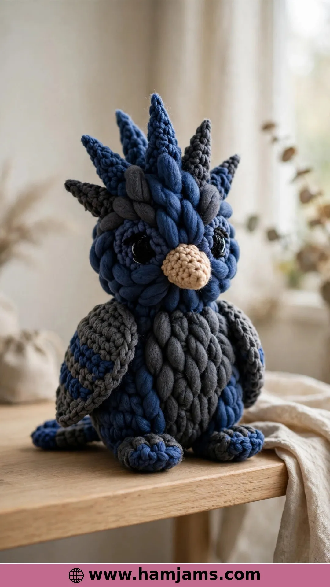 A Crested Jay in Deep Blue and Charcoal