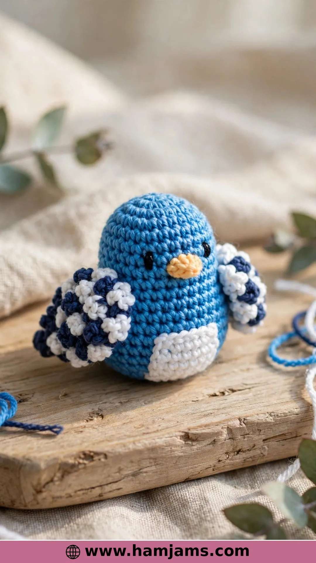 A No-Sew Bird With Popcorn-Stitch Wings