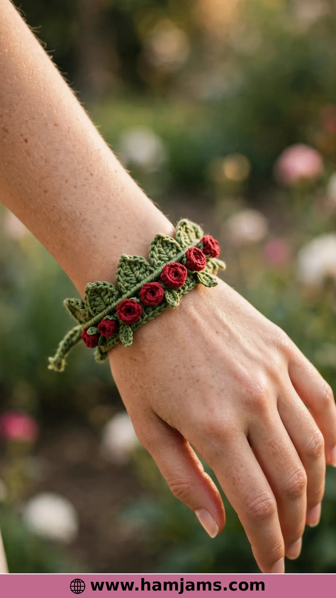 A Row of Roses on a Green Stem